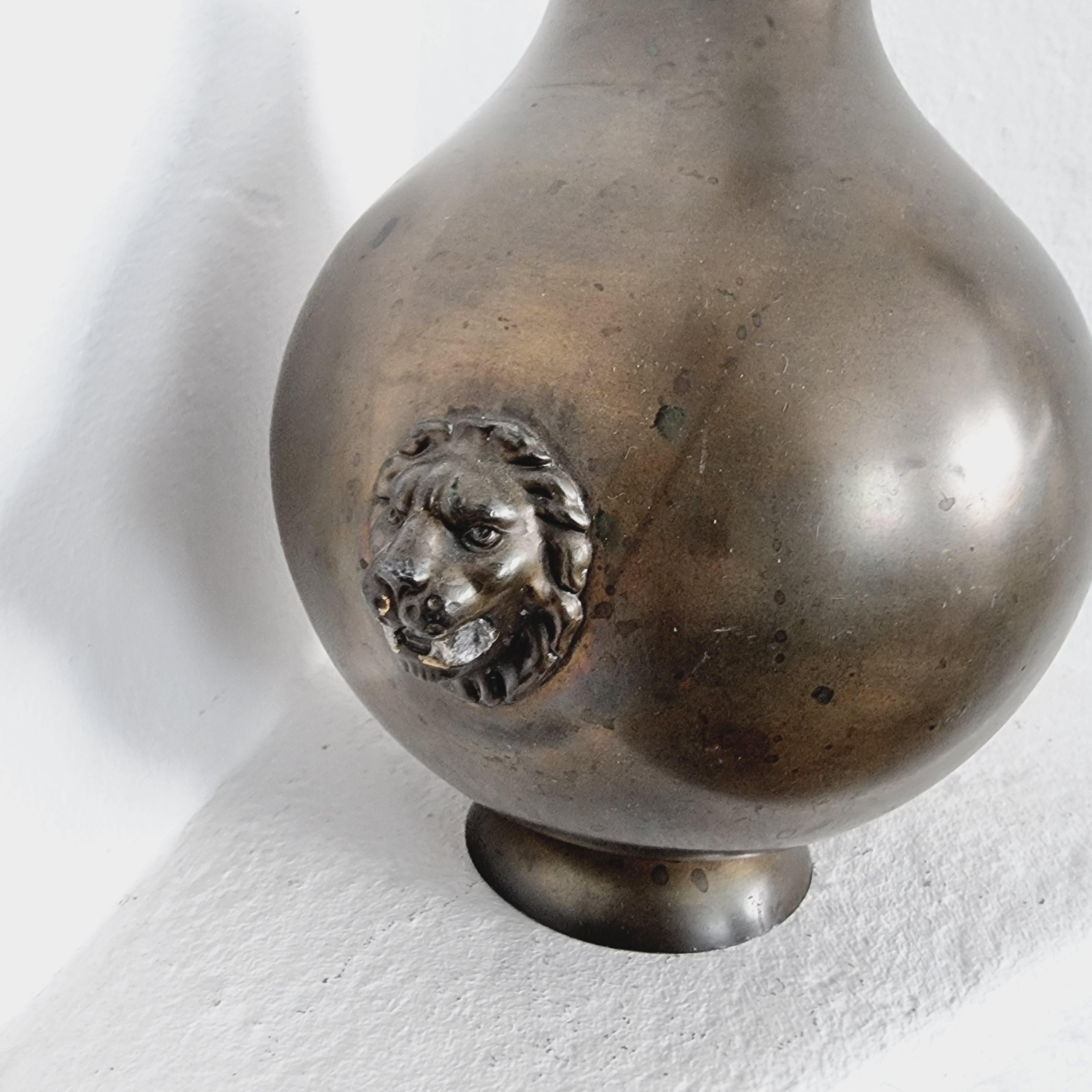 Unique vase by Gunnar Åkerlind for Stjärnmetall, Sweden, early 1900s. 
In patinated zinc alloy, with decor of lions. Marked Stjärnmetall. 

Manufactured in the early 1900s in Heden, outside Mariefred Sweden. Swedish grace, 1930s.

In good