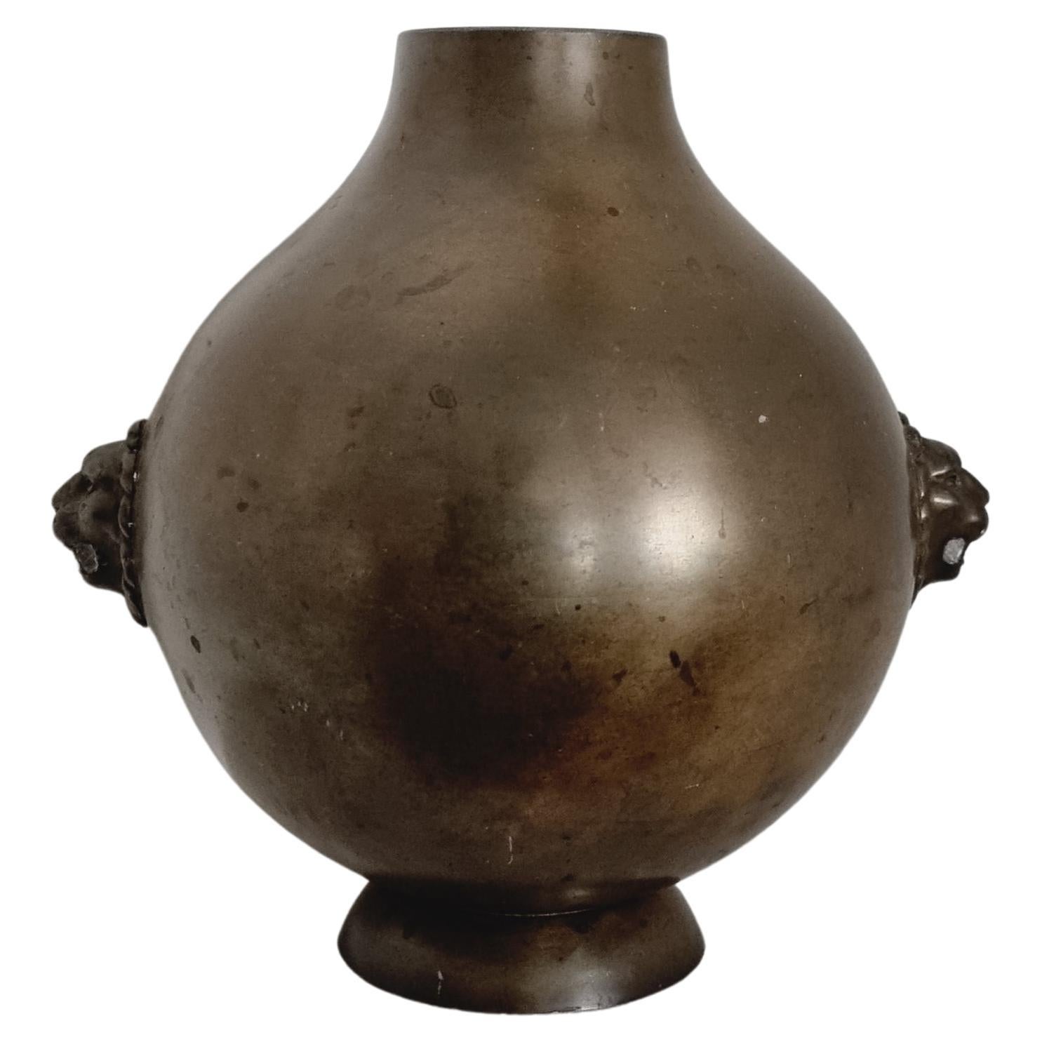 Stjärnmetall, Vase in Bronze Patinated Metal by Gunnar Åkerlind, Swedish Grace For Sale