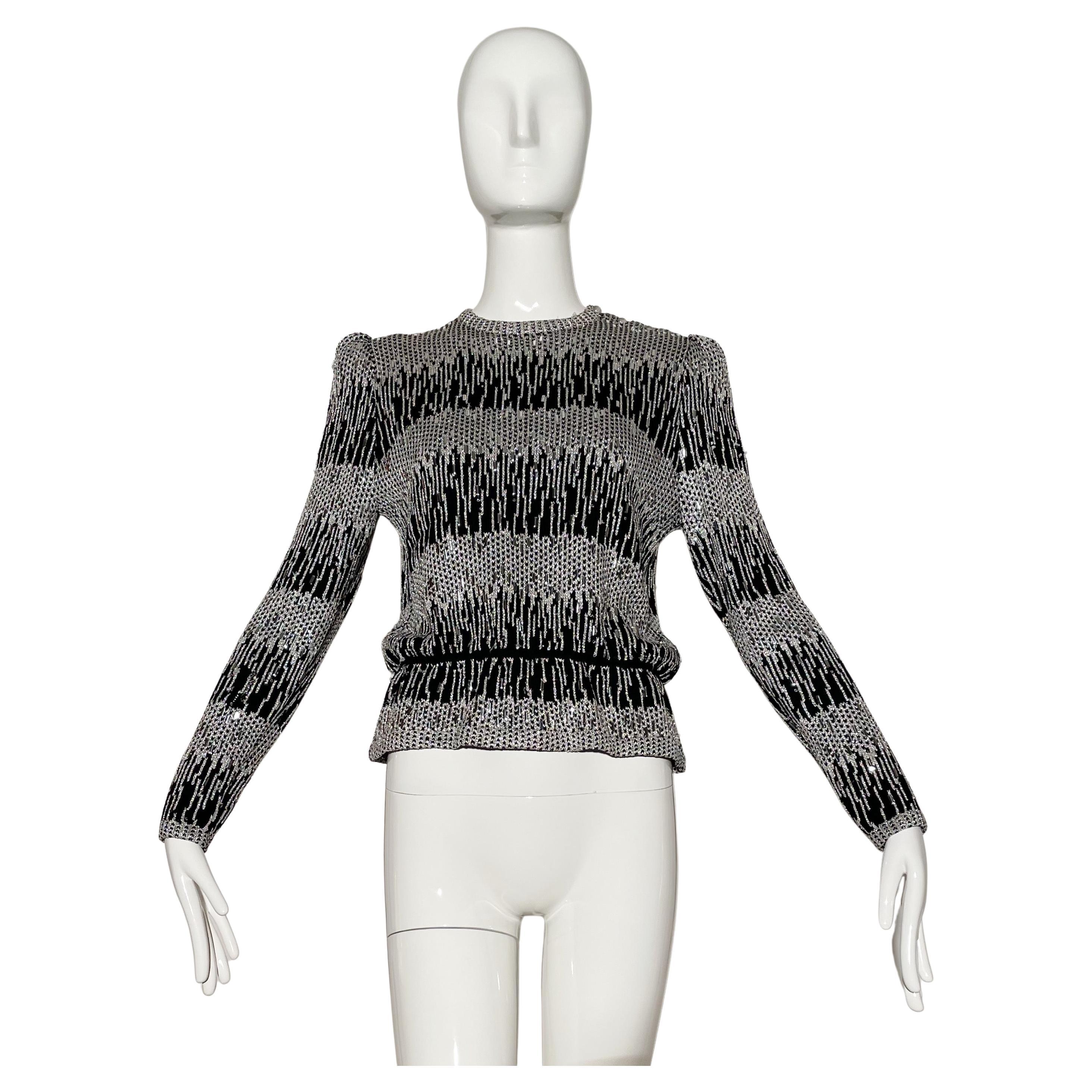 St.John Metallic Knit Sweater 