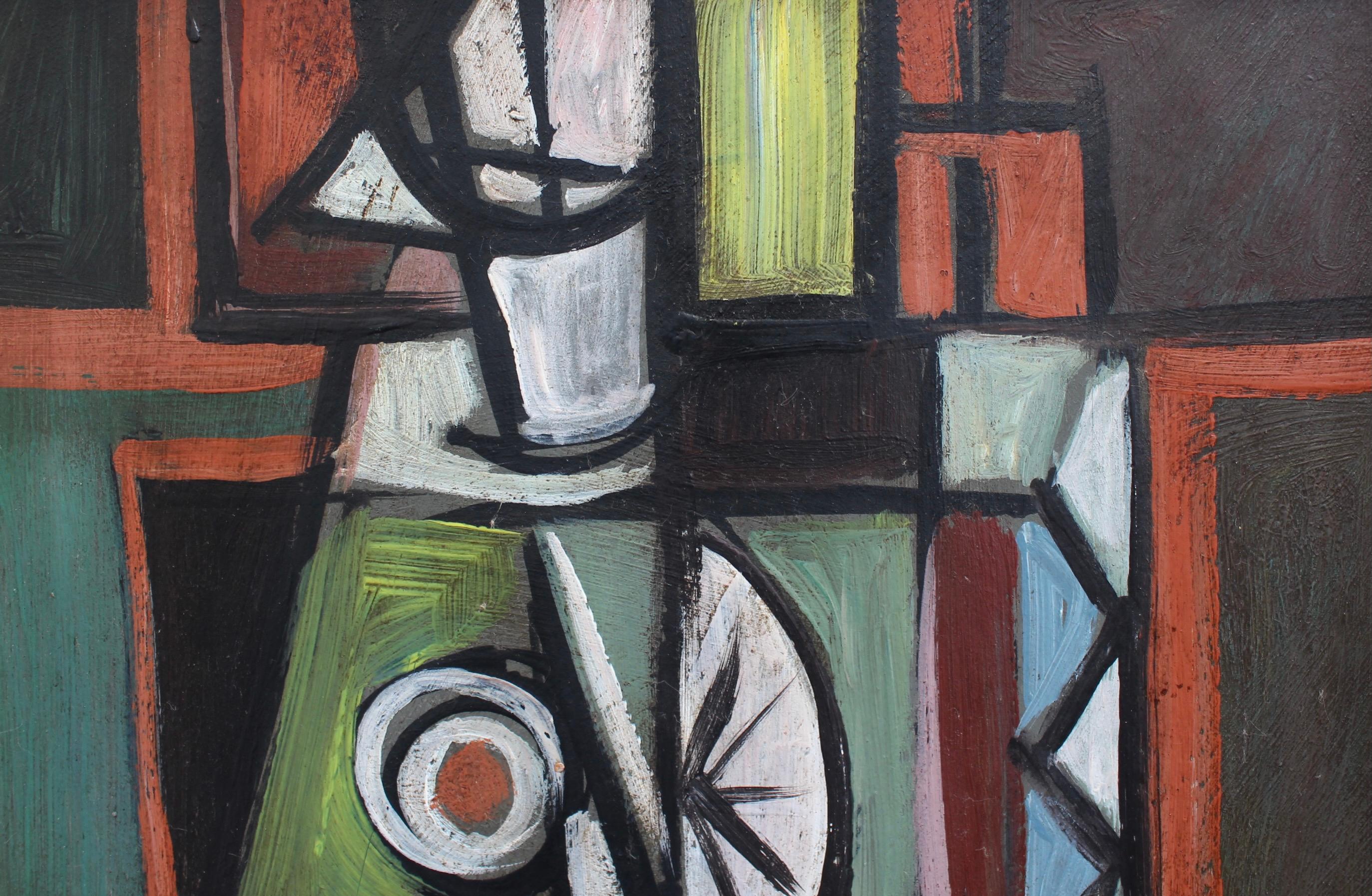 Cubist Composition in Colour - Black Abstract Painting by STM