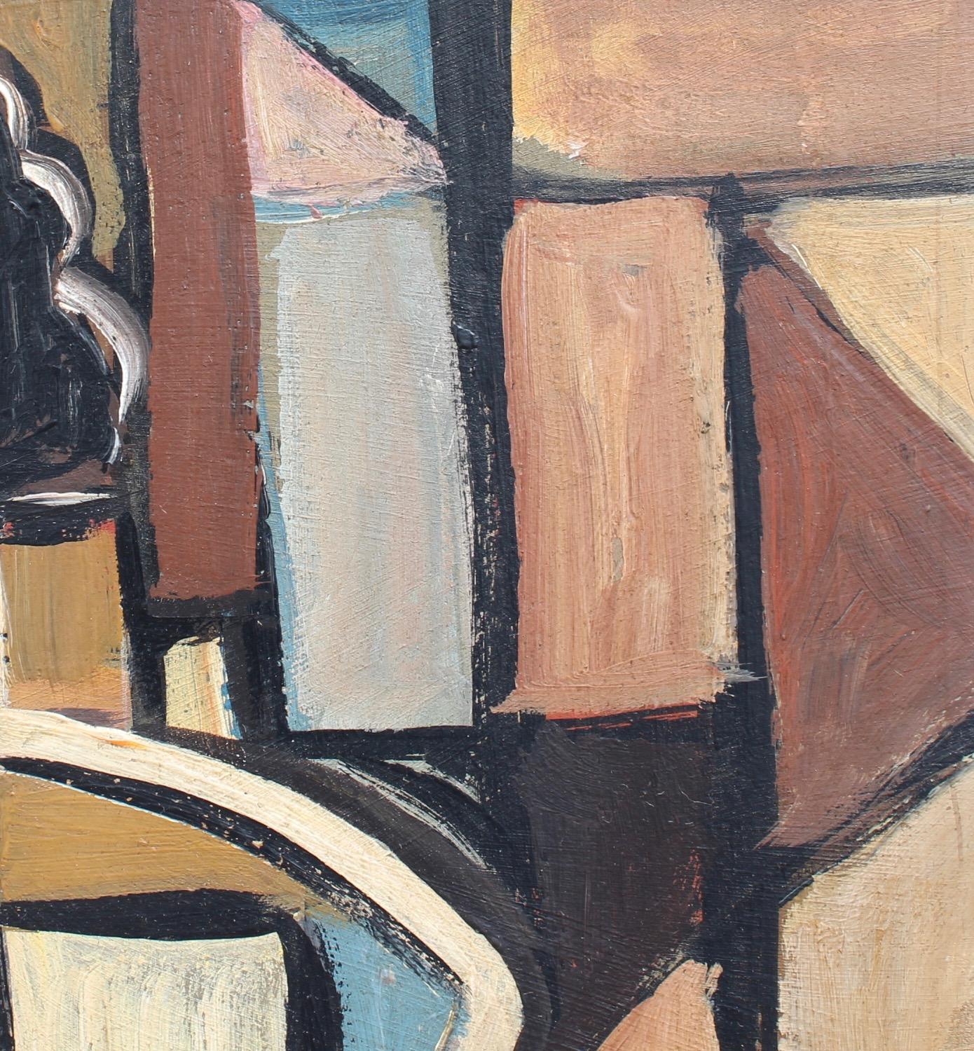 Cubist Figure 1  - Brown Portrait Painting by STM