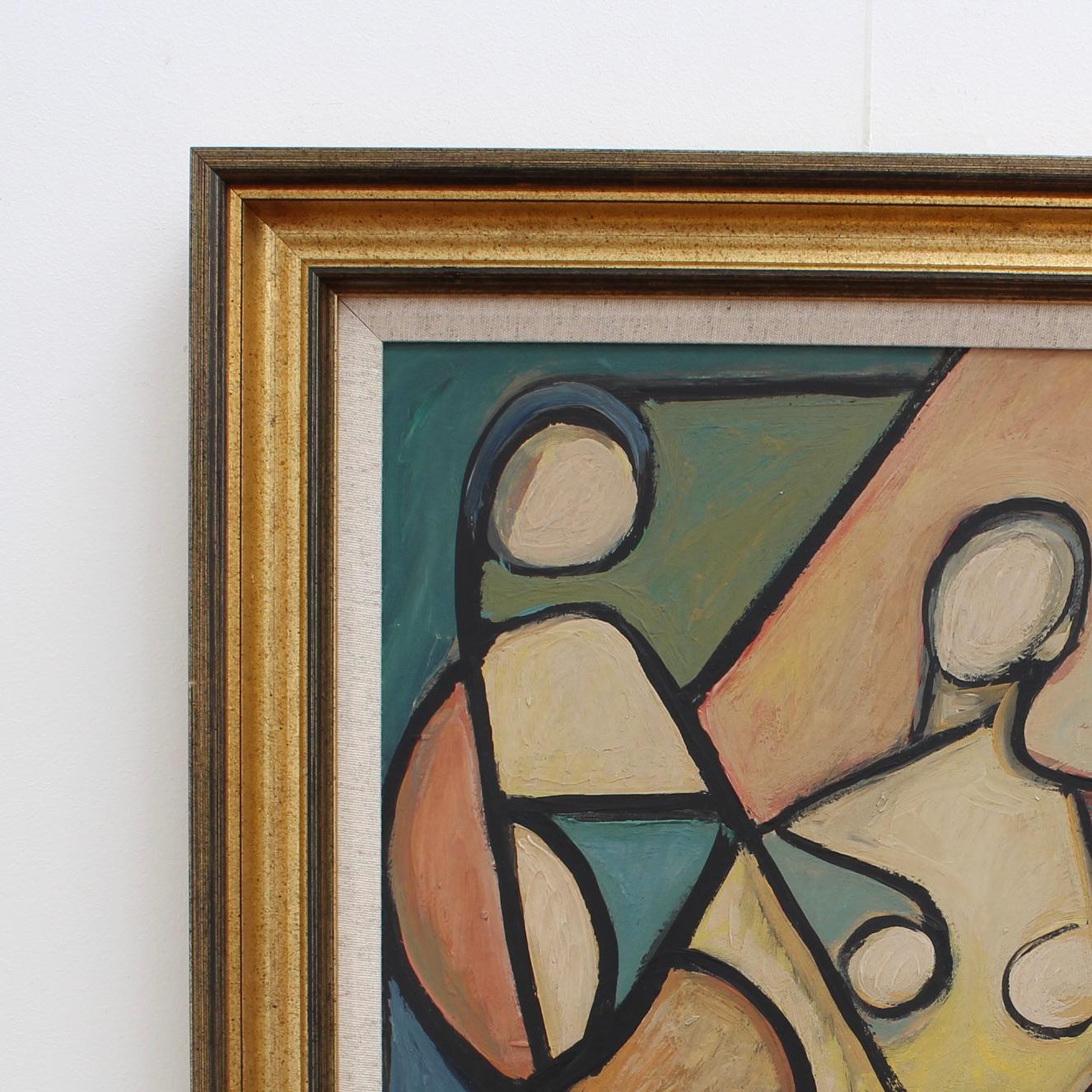 Cubist Figures in Colour - Brown Abstract Painting by STM