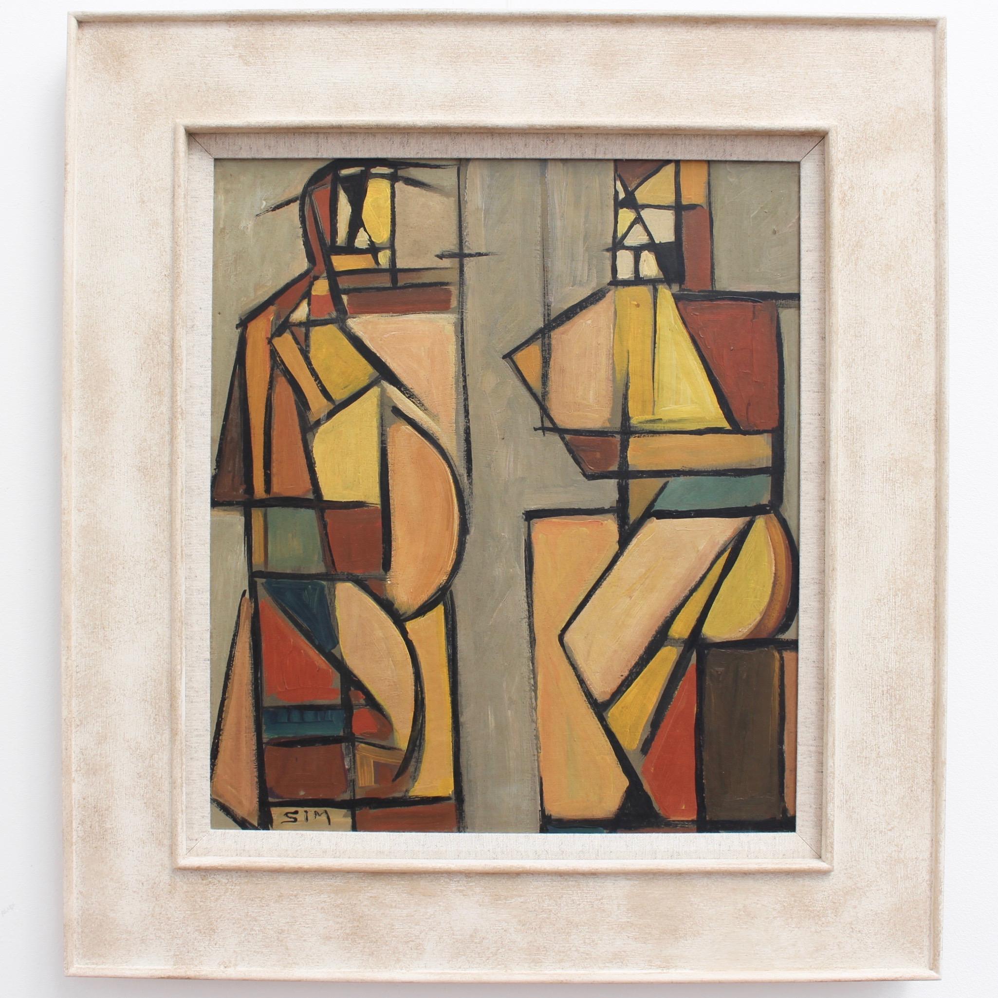Cubist Man and Woman - Painting by STM