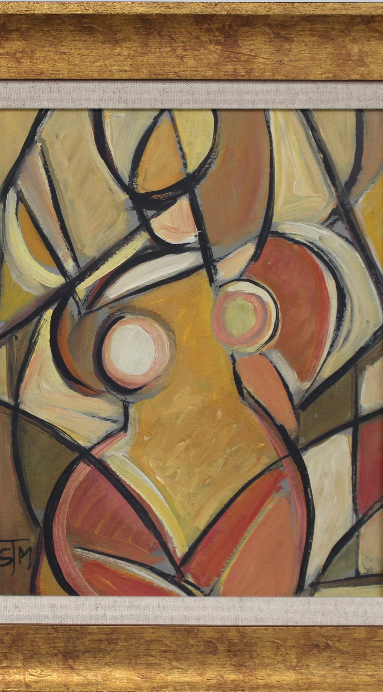 Echoes of the Avant-Garde: Mid-Century Visions IX - Brown Abstract Painting by STM