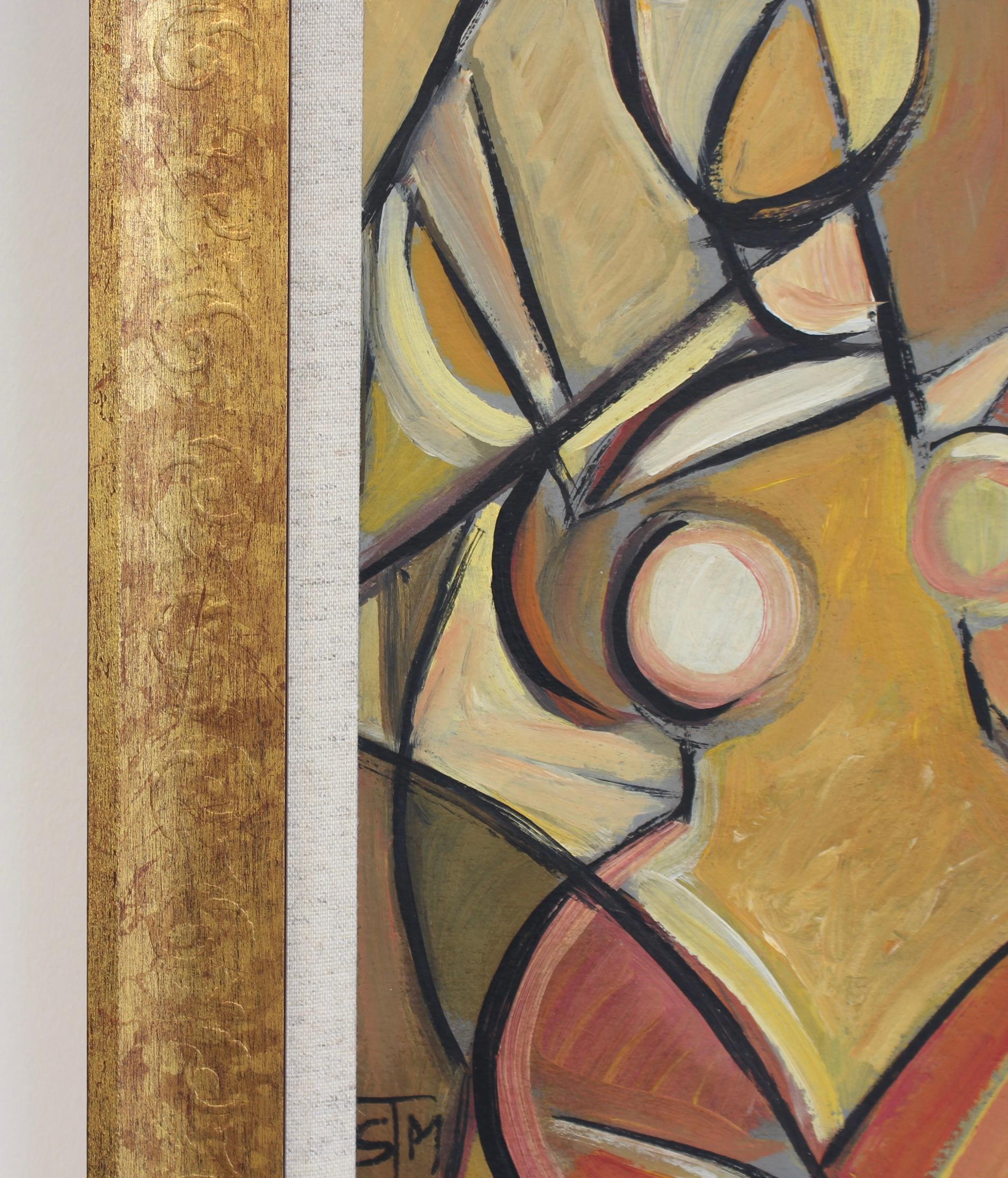 'Echoes of the Avant-Garde: Mid-Century Visions IX', oil on board (circa 1970s) by STM. Step into a world where the spirit of early 20th-century modernism meets the bold experimentation of the 1970s. This curated collection, Echoes of the