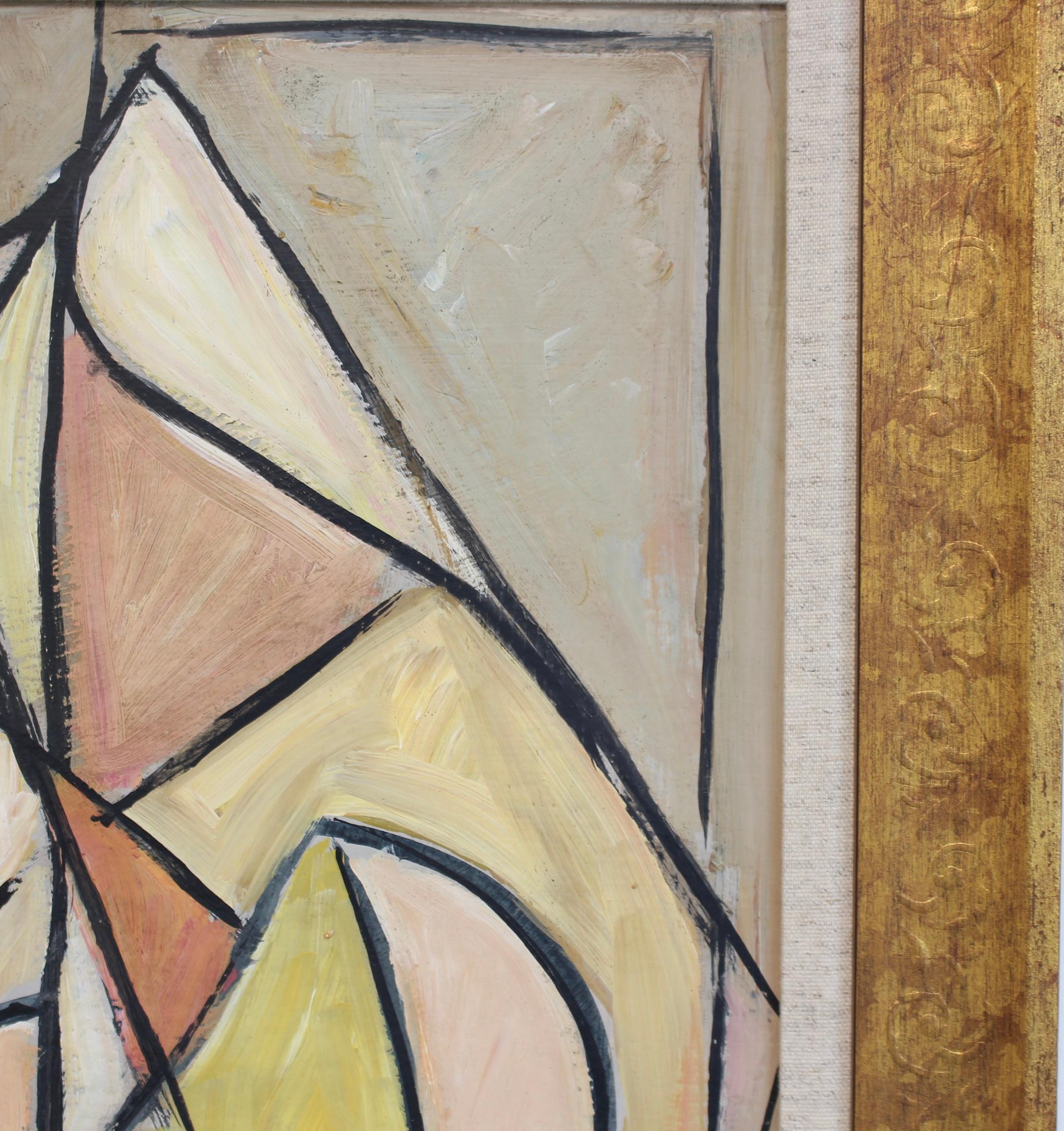 'Echoes of the Avant-Garde: Mid-Century Visions X', oil on board (circa 1970s) by STM. Step into a world where the spirit of early 20th-century modernism meets the bold experimentation of the 1970s. This curated collection, Echoes of the