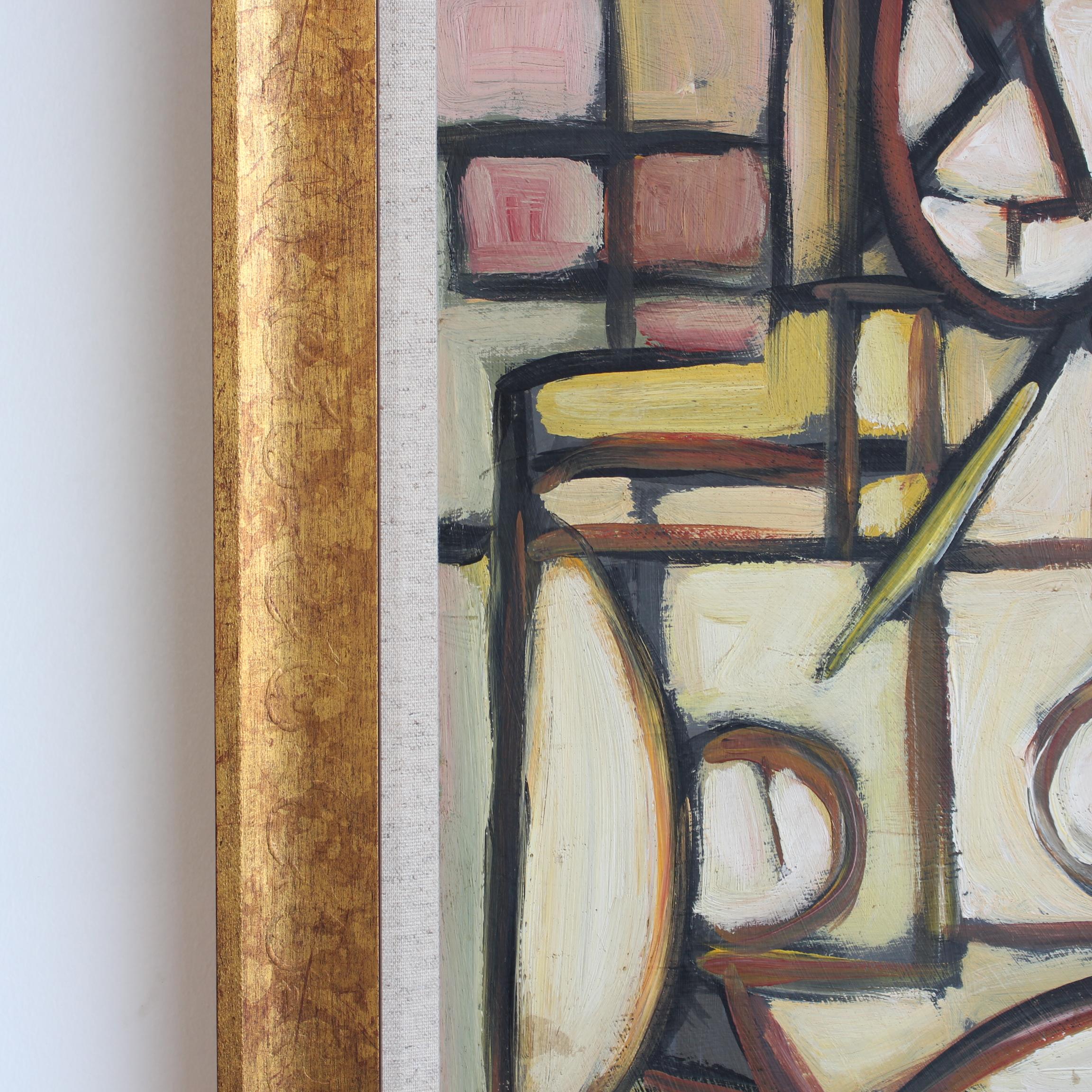 Echoes of the Avant-Garde: Mid-Century Visions XV - Brown Abstract Painting by STM