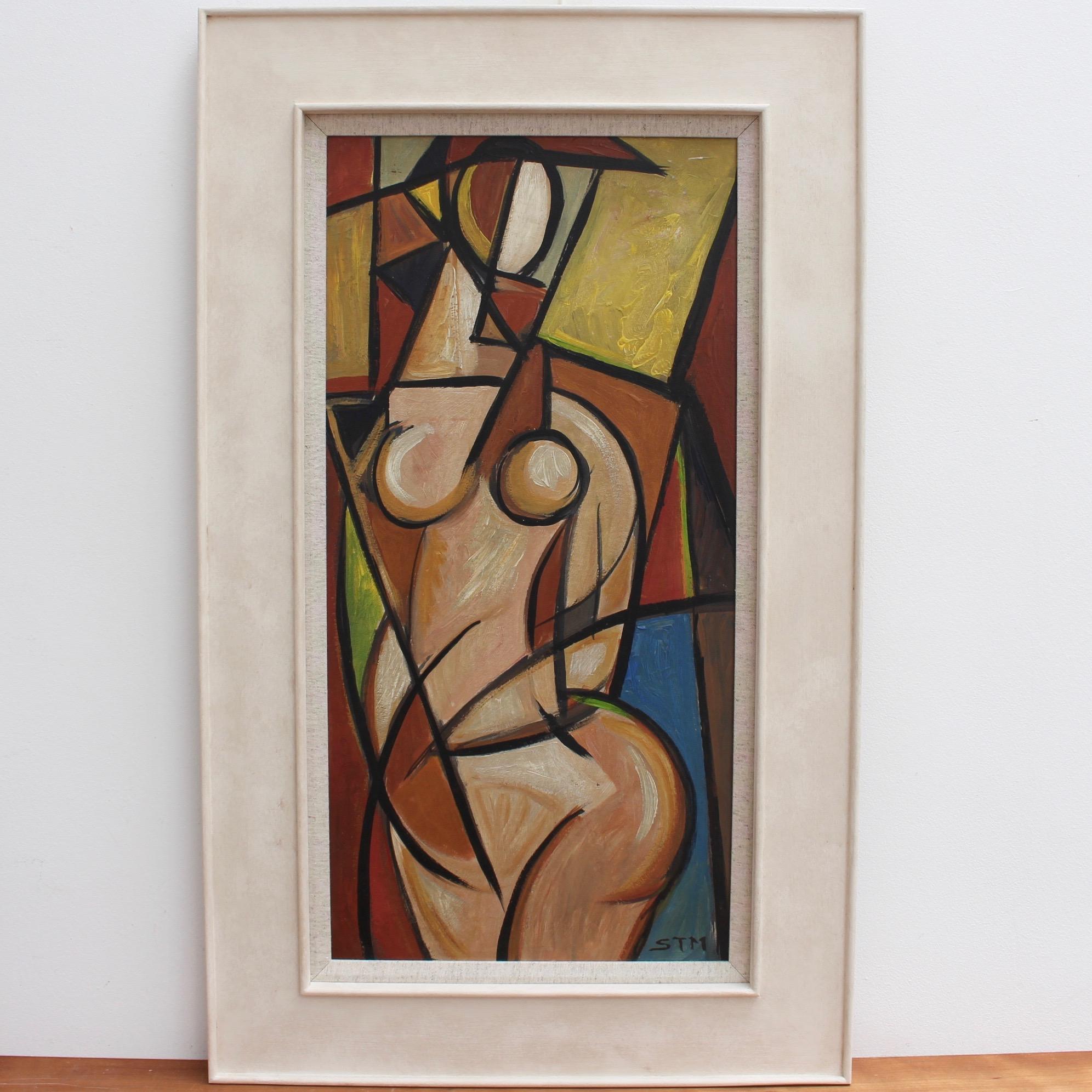 Standing Cubist Nude - Painting by STM