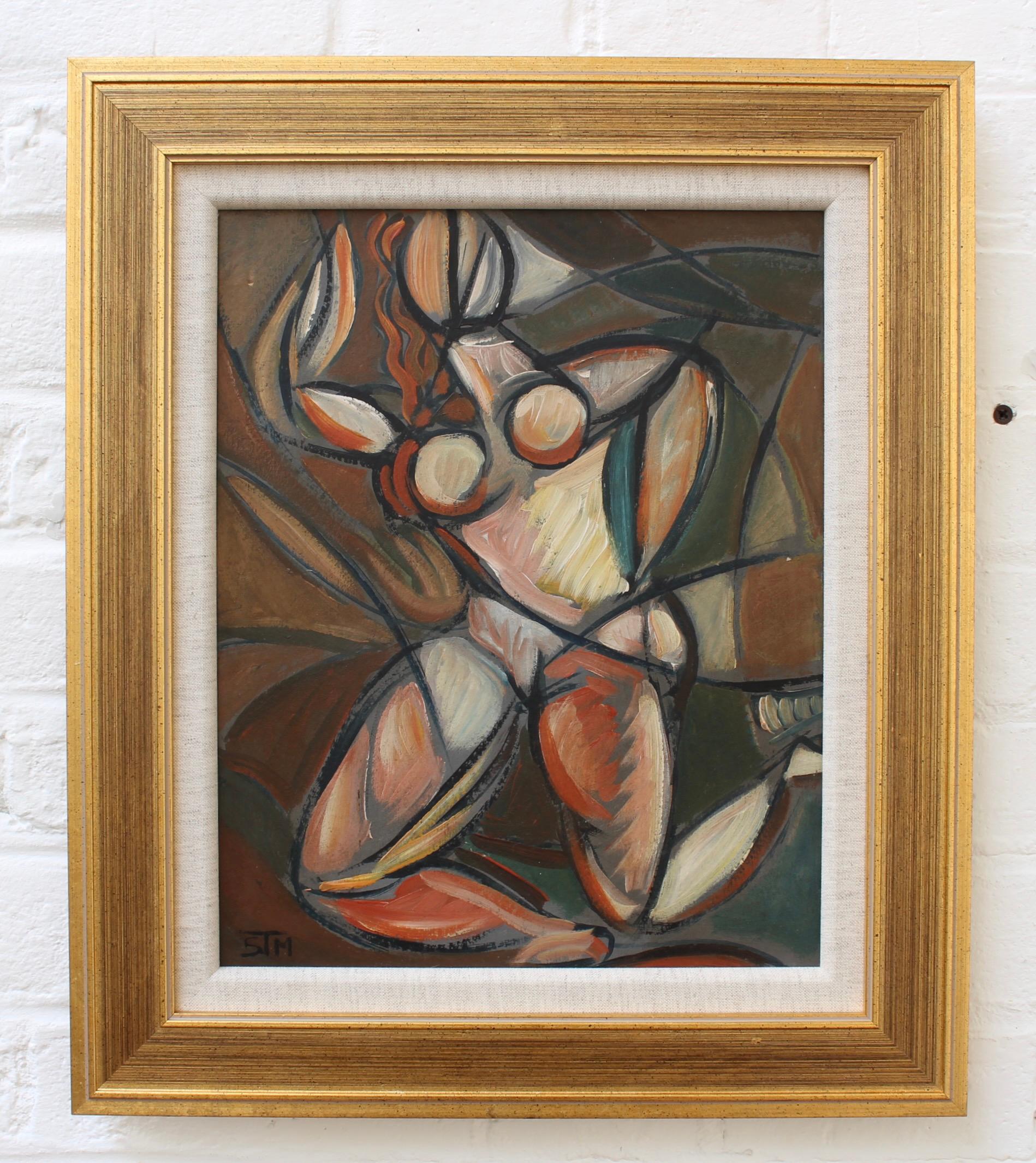 Untitled Cubist Figure - Painting by STM