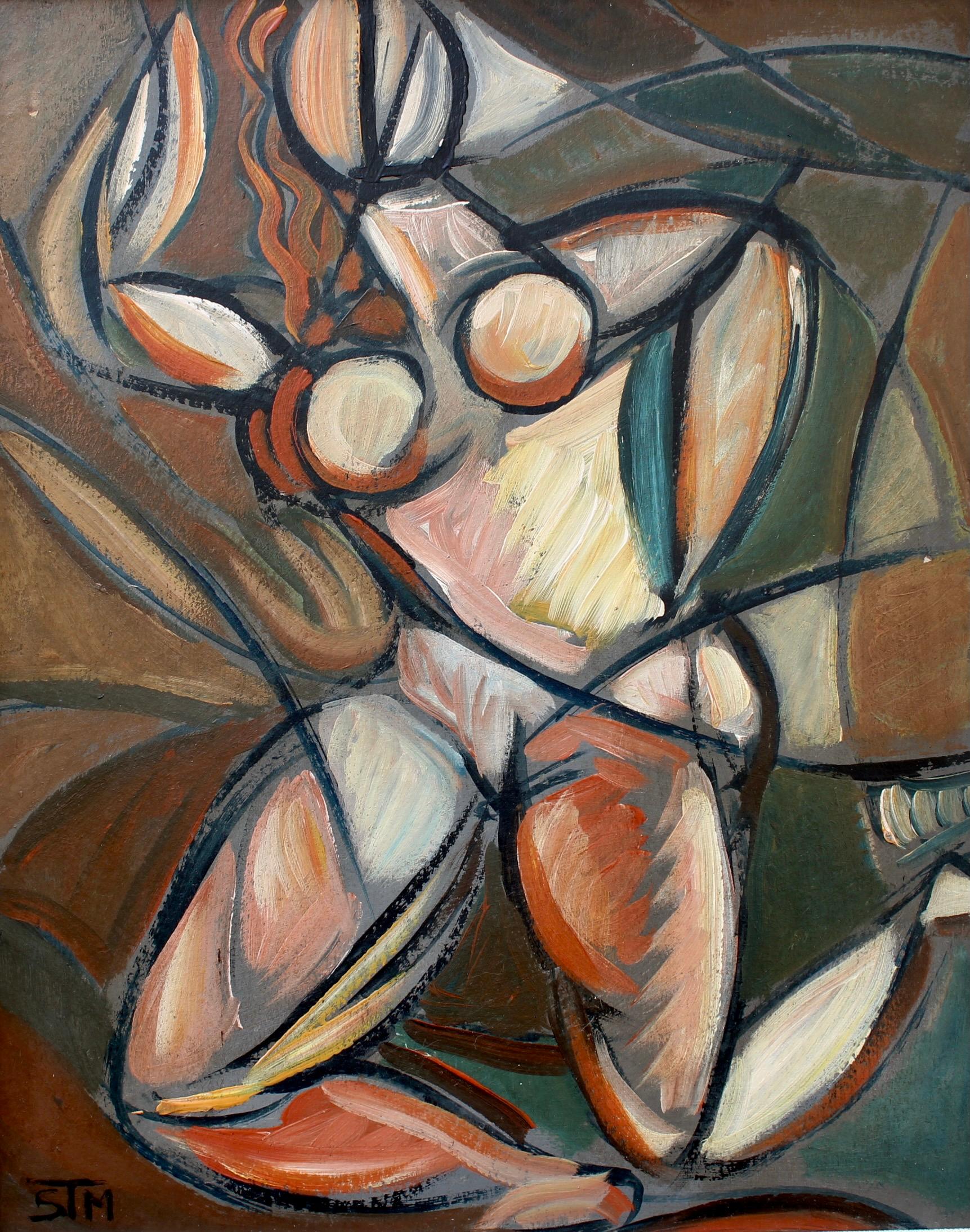 STM Abstract Painting - Untitled Cubist Figure