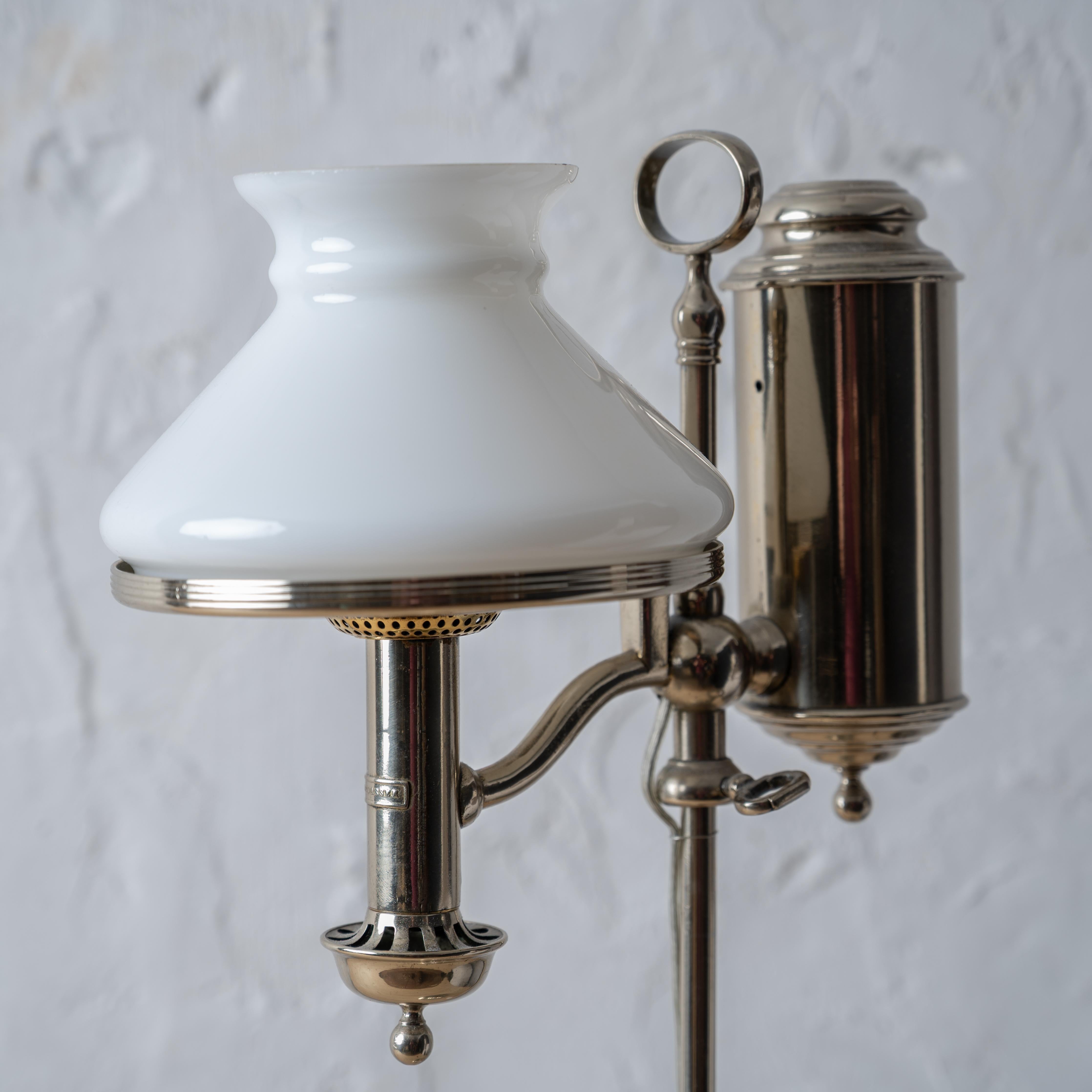 Late 19th Century Stobwasser Nickel Plated Student Lamp For Sale