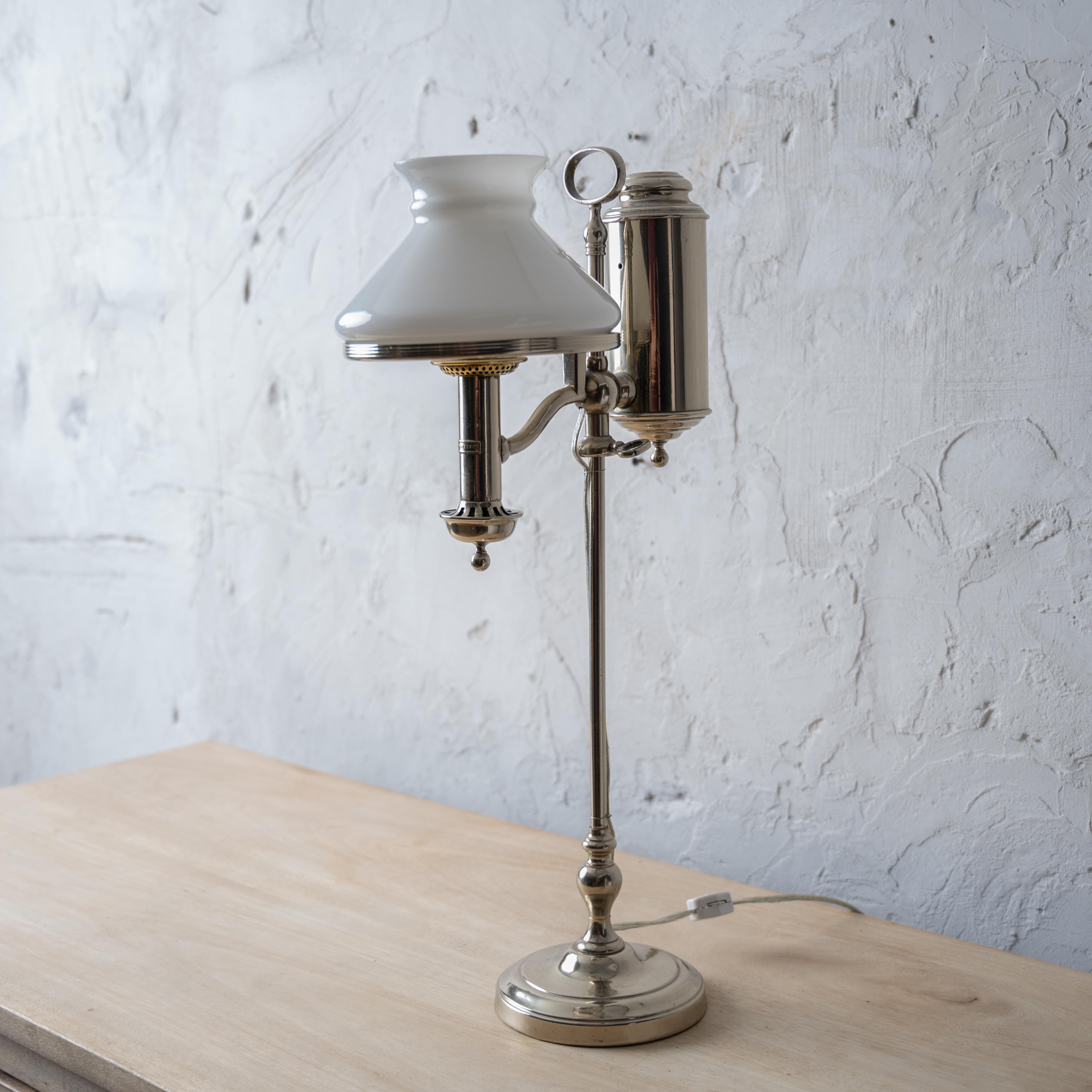 Metal Stobwasser Nickel Plated Student Lamp For Sale