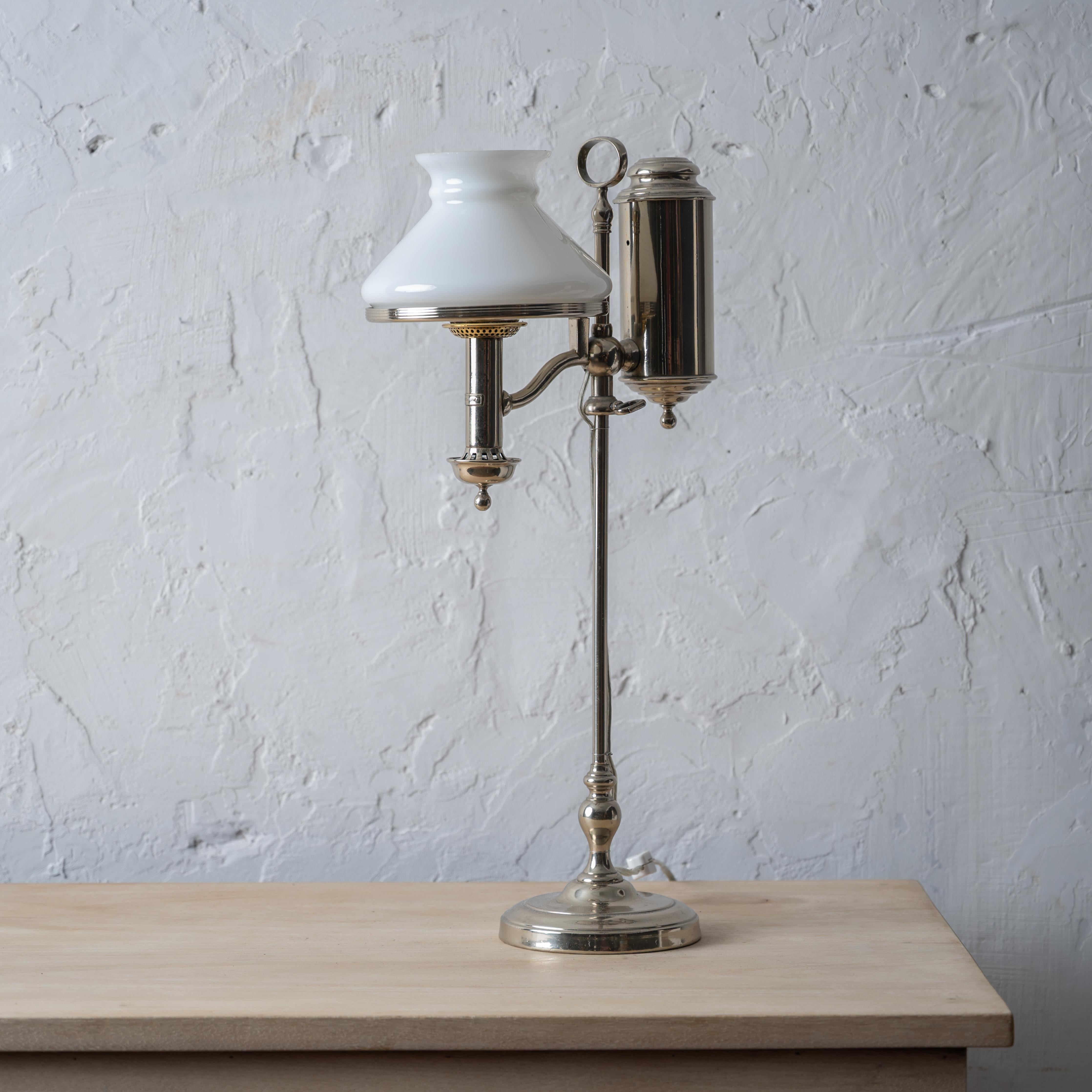 Stobwasser Nickel Plated Student Lamp For Sale 1