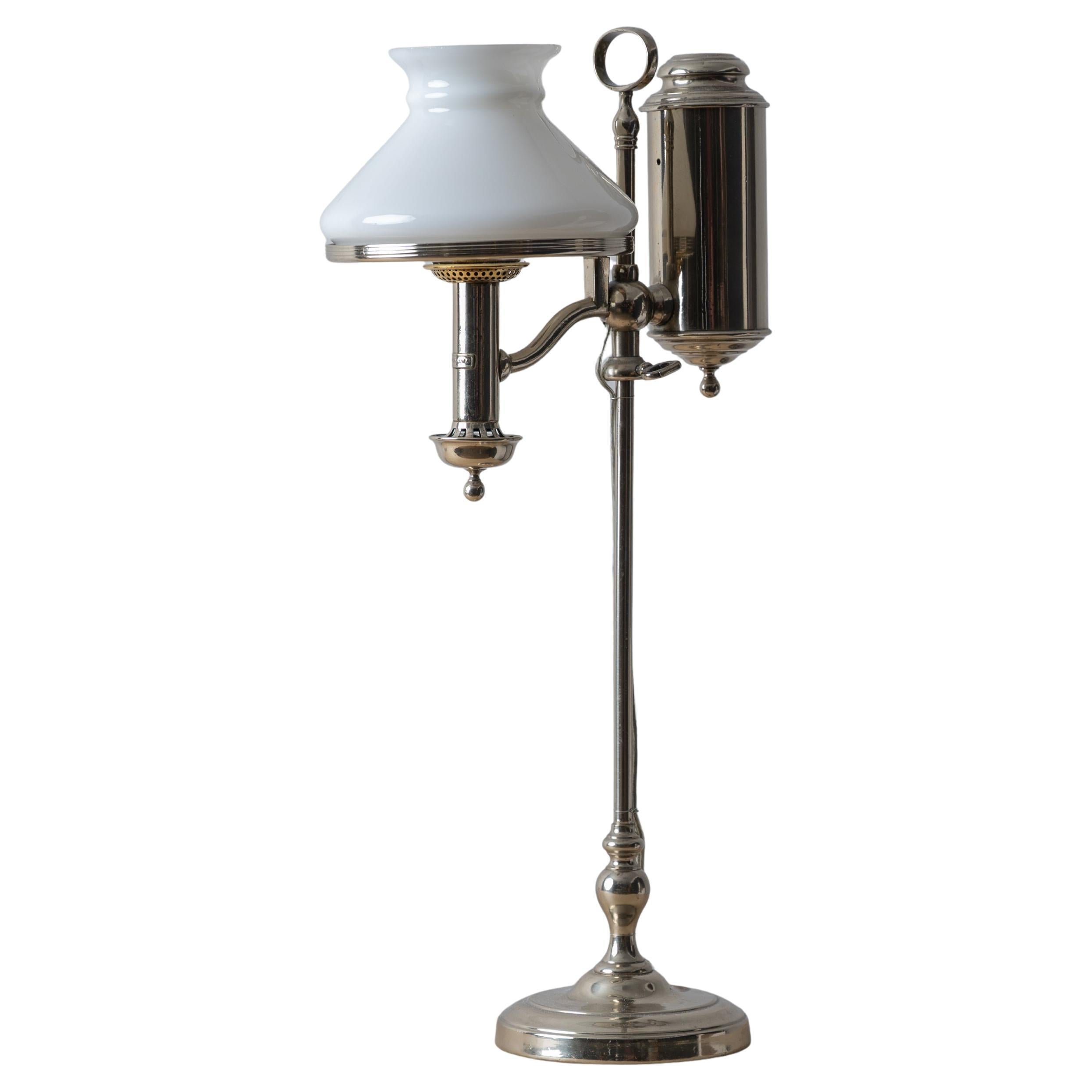 Stobwasser Nickel Plated Student Lamp For Sale