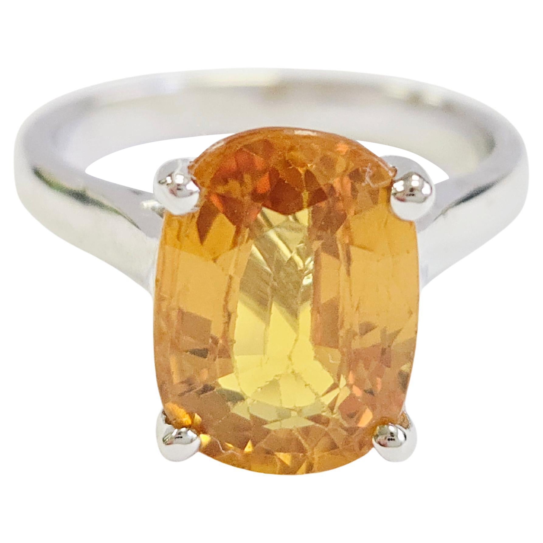 PRICED WHOLESALE, 5.22ct Oval Yellow Sapphire Ring in 14K White Gold