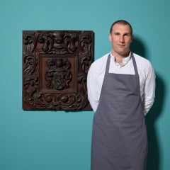 19th Century Continental Mahogany Armorial Wood Carving