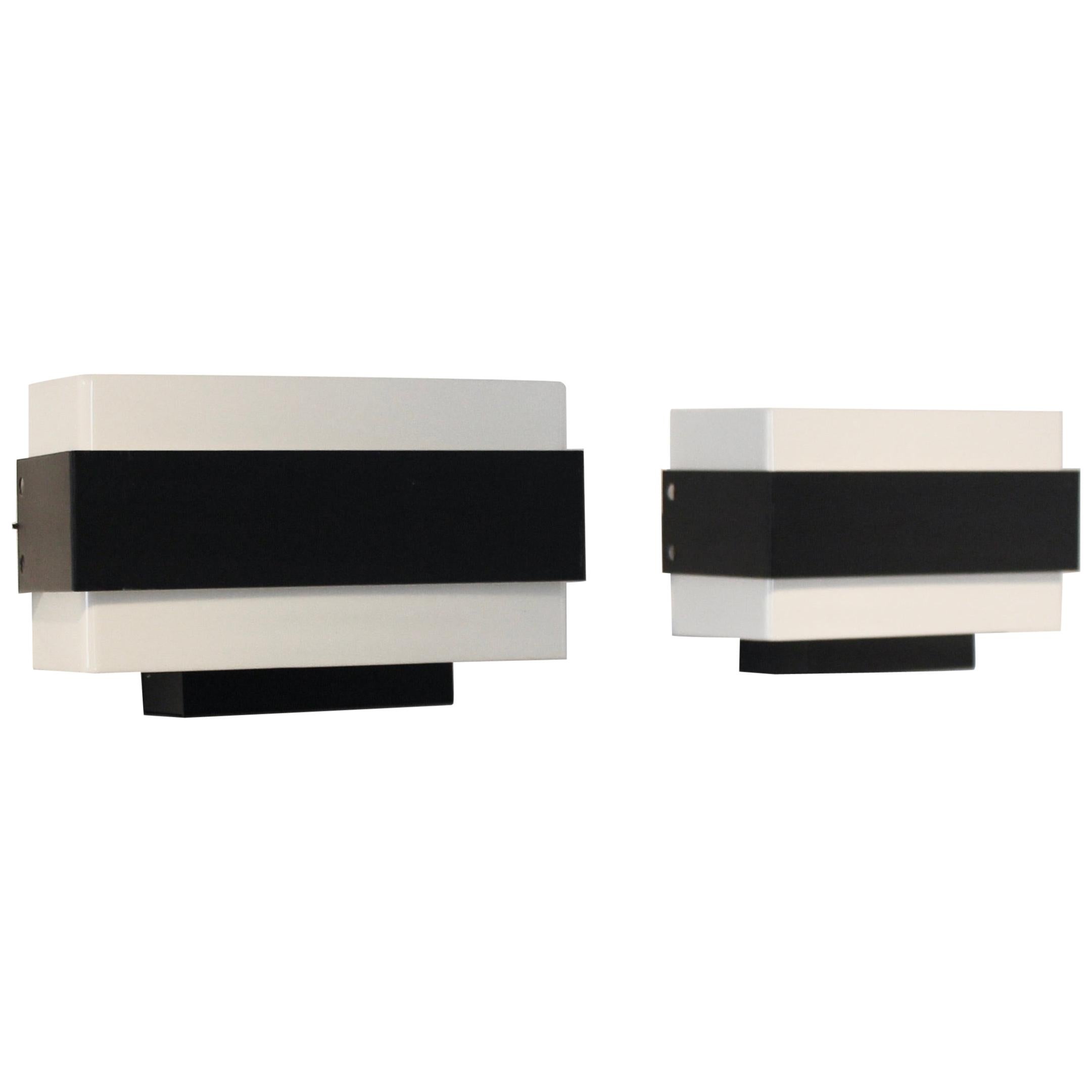 Stock of Louis Kalff Philips Wall Sconces in Black and White
