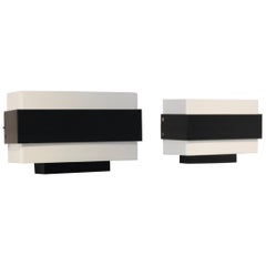 Stock of Louis Kalff Philips Wall Sconces in Black and White