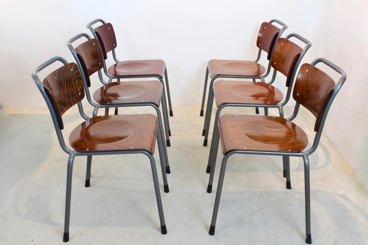 Steel Stock of ‘TH-Delft’ Industrial Plywood Chairs by W.H. Gispen, 1952