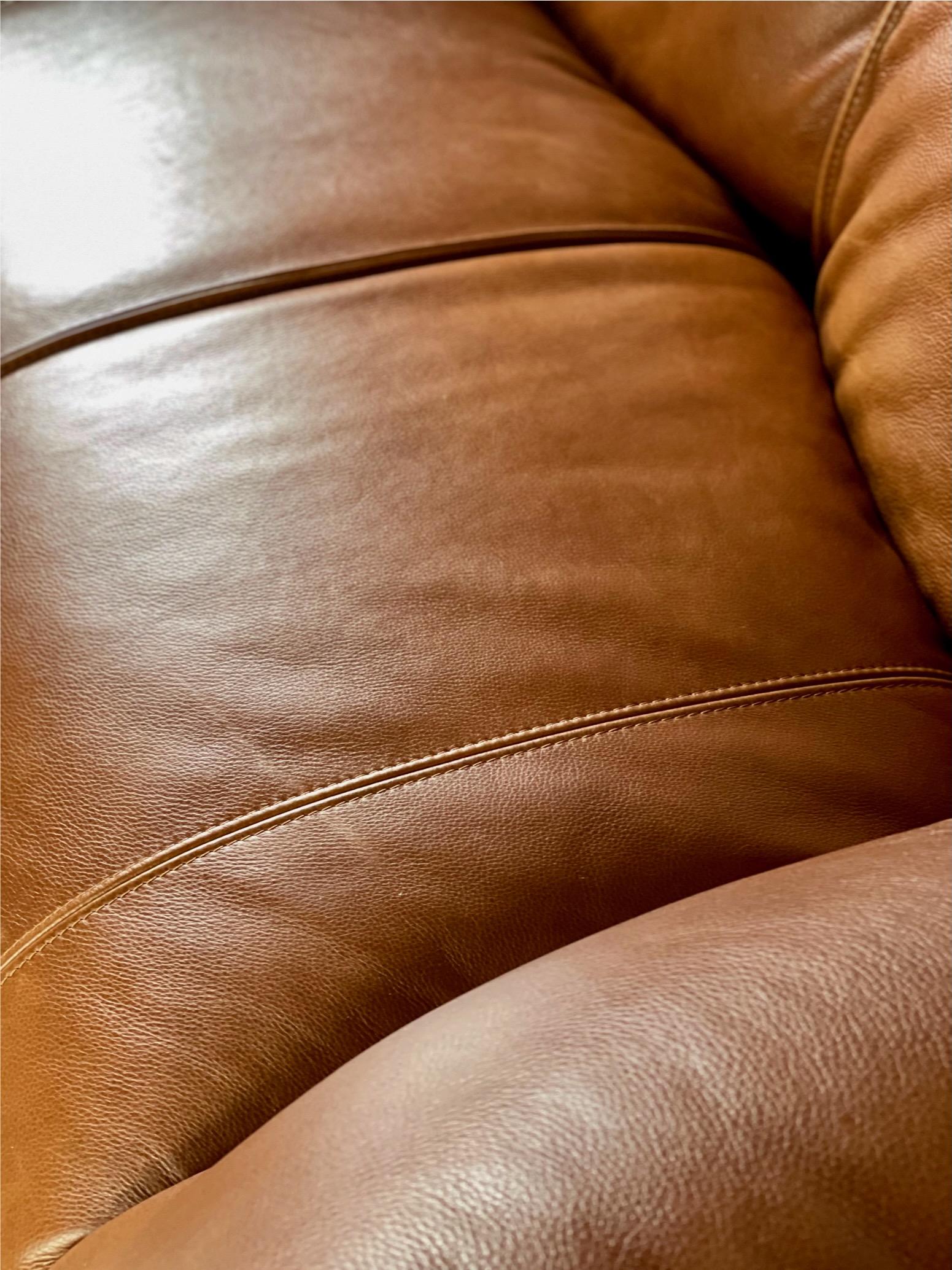 Italian Stock of Three Le Bambole Sofa’s in Cognac Leather, Mario Bellini for B&B Italia For Sale