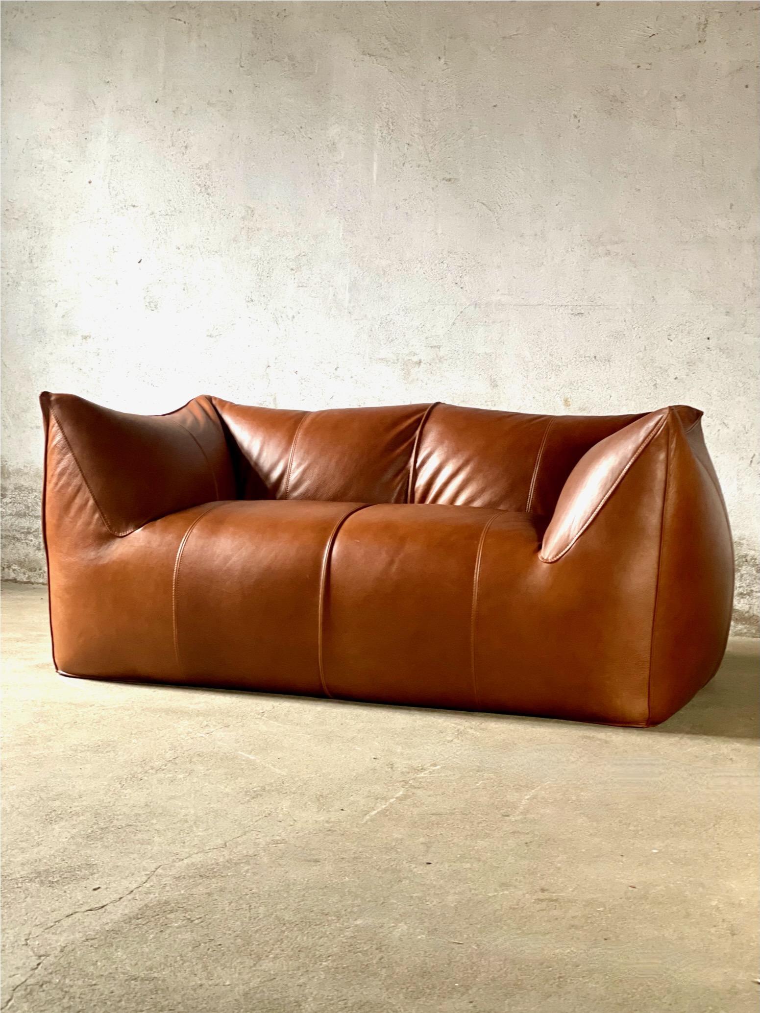 Stock of Three Le Bambole Sofa’s in Cognac Leather, Mario Bellini for B&B Italia For Sale 2