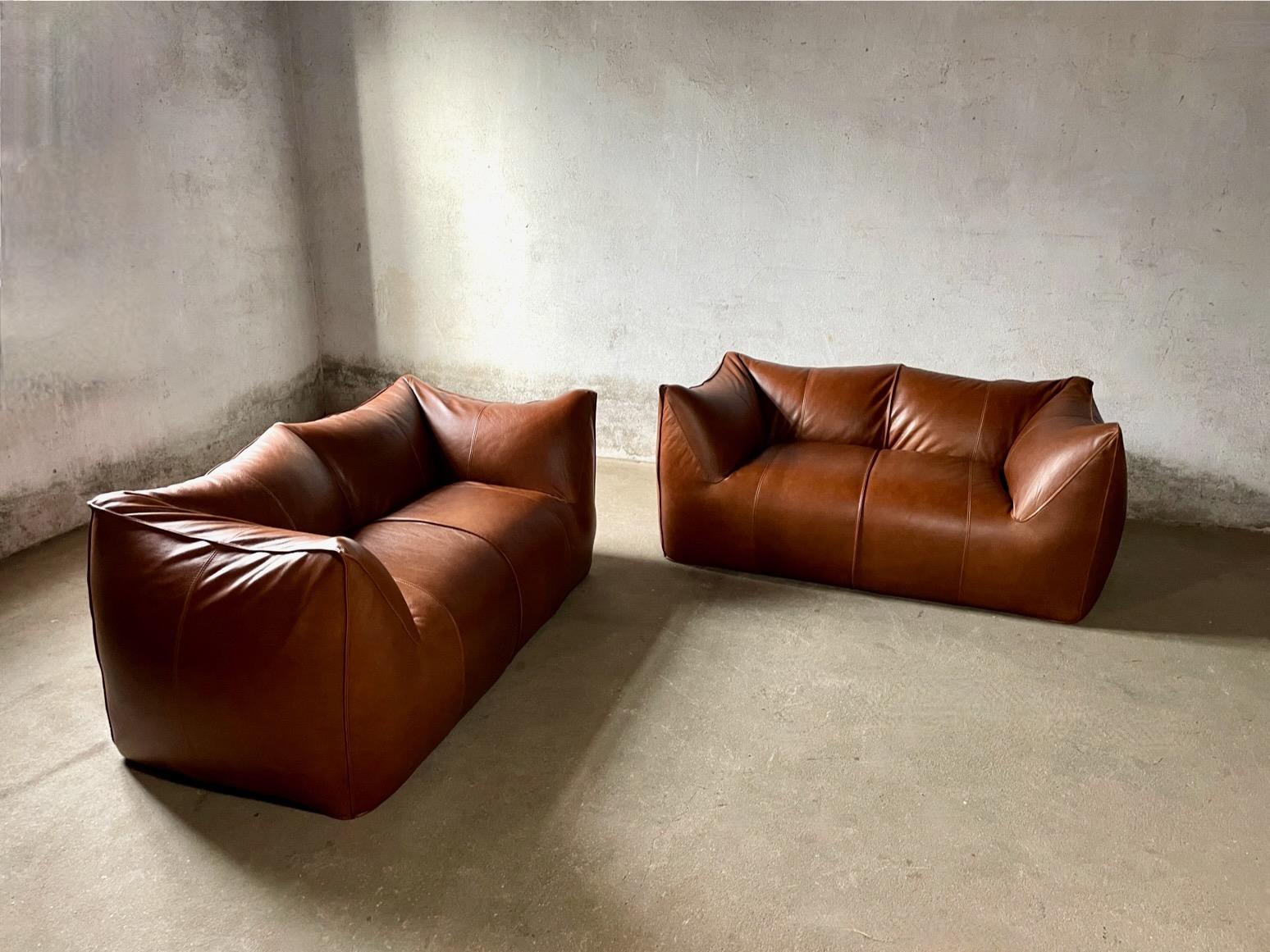 Stock of Three Le Bambole Sofa’s in Cognac Leather, Mario Bellini for B&B Italia For Sale 3