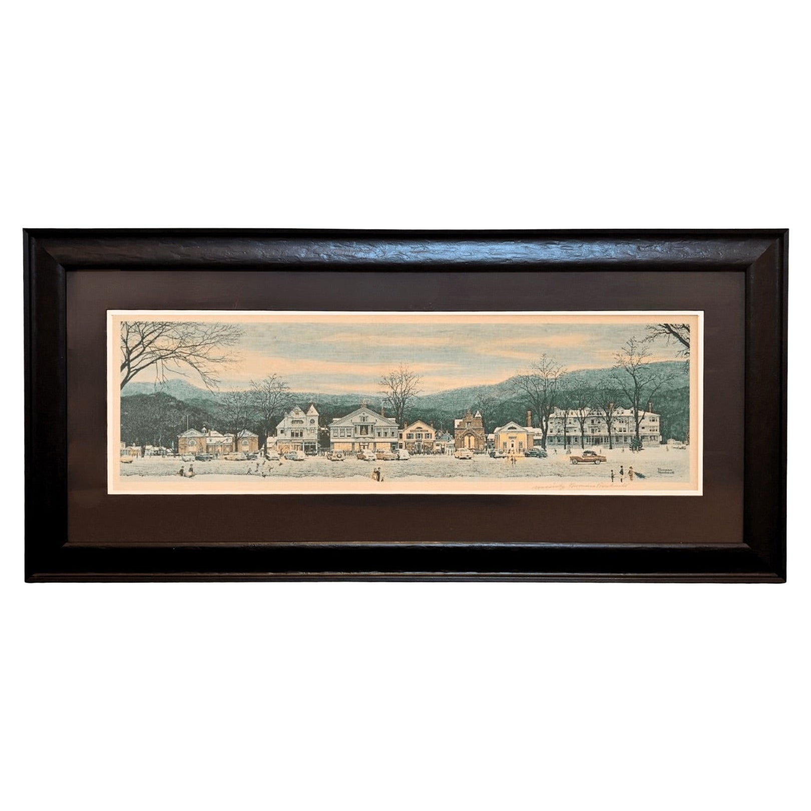 "Stockbridge Main Street at Christmas" Signed by Norman Rockwell, circa 1970s
