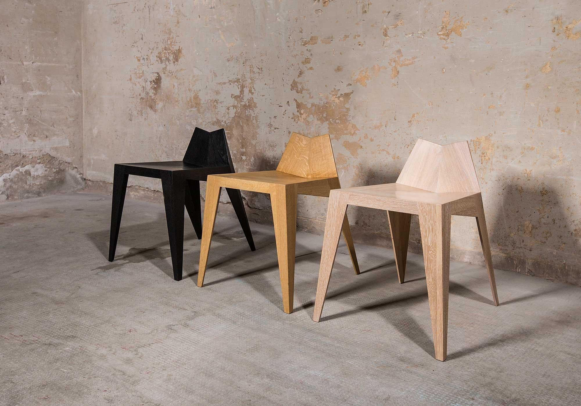 Oak Stocker Chair Stool by Matthias Scherzinger