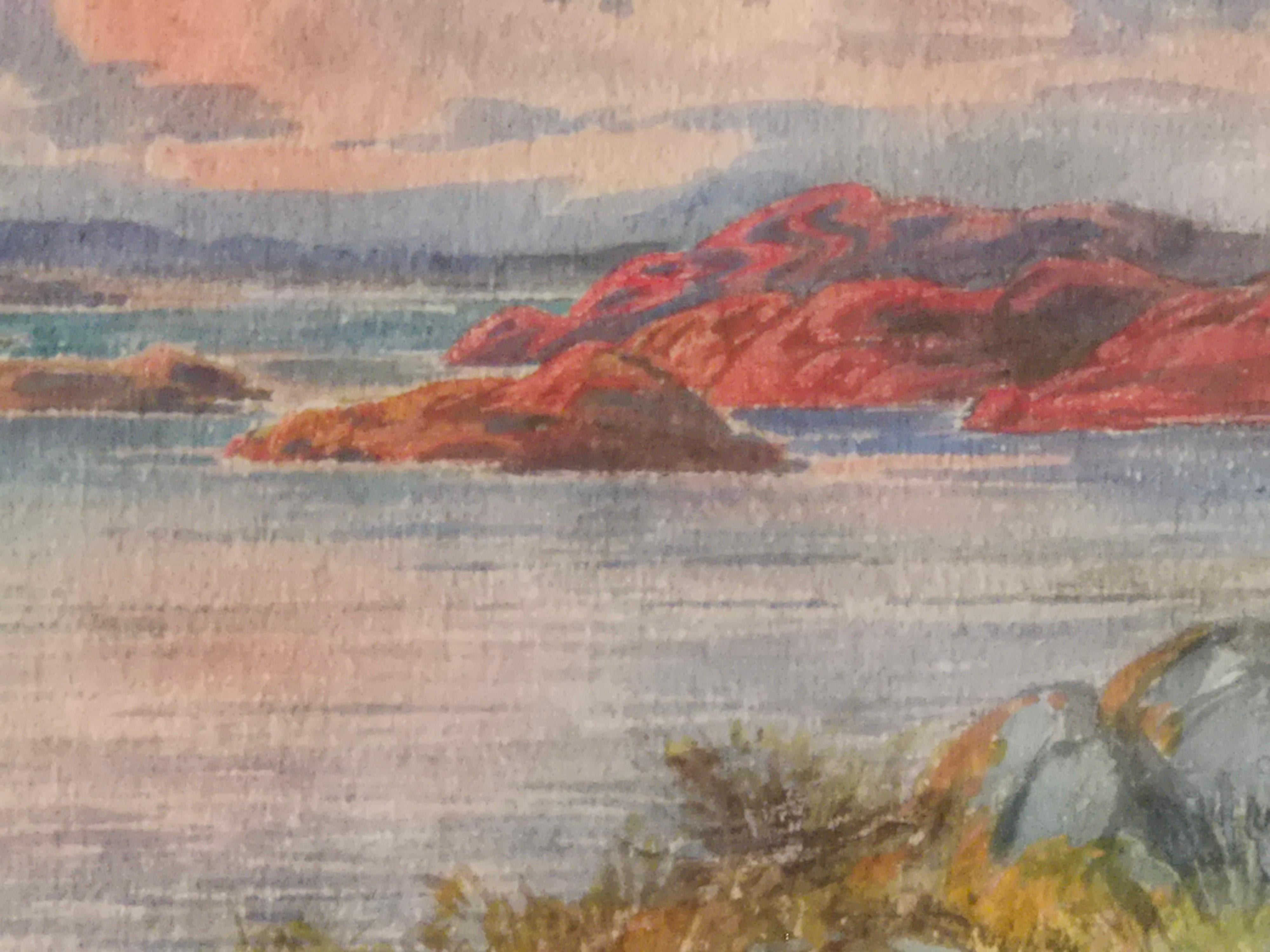 Stockholmer Schärengarten, Aquarell, schwedische Malerin Anna Gardel-Ericson (Skandinavische Moderne) im Angebot
