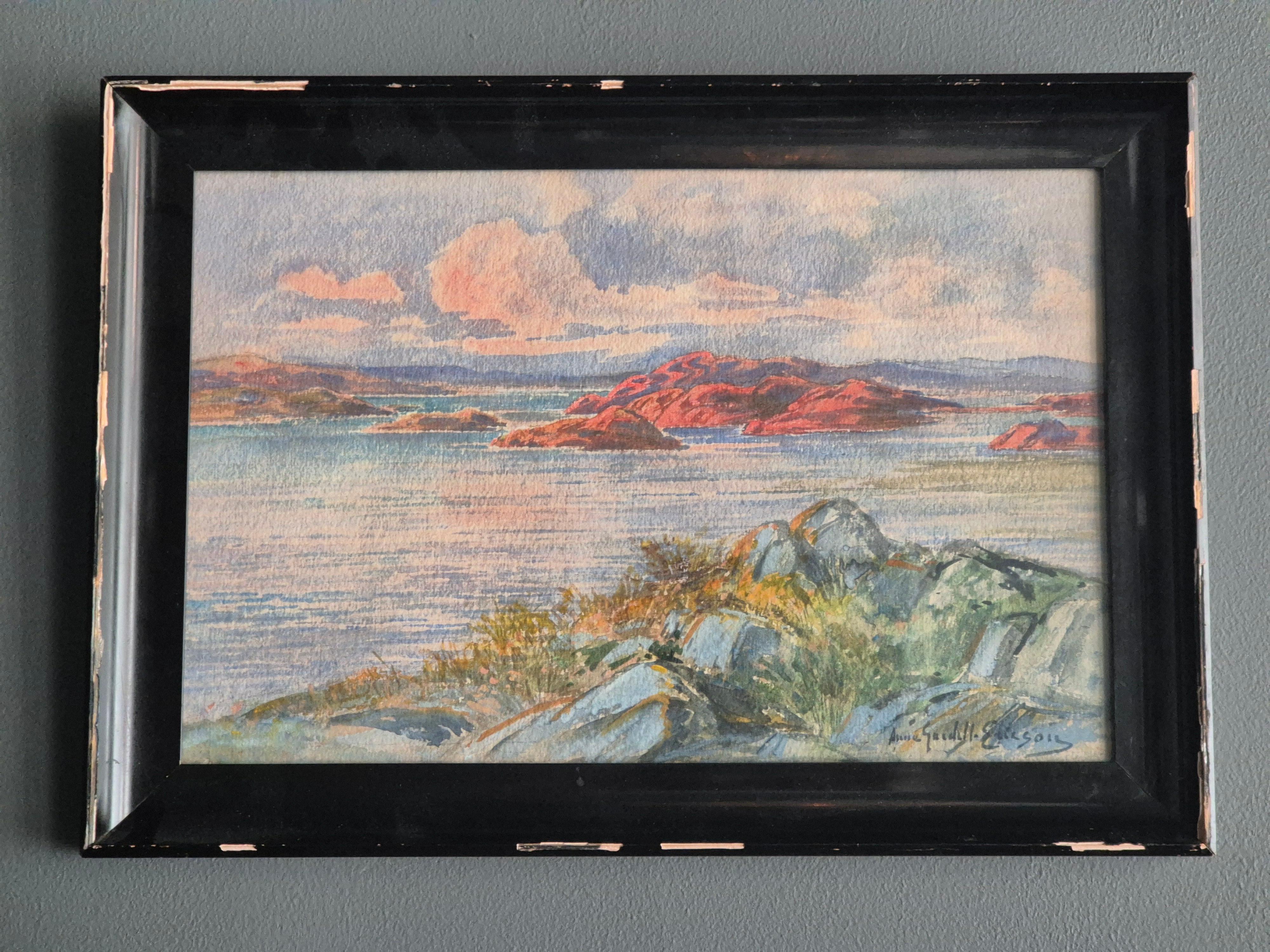 Stockholmer Schärengarten, Aquarell, schwedische Malerin Anna Gardel-Ericson im Angebot 2