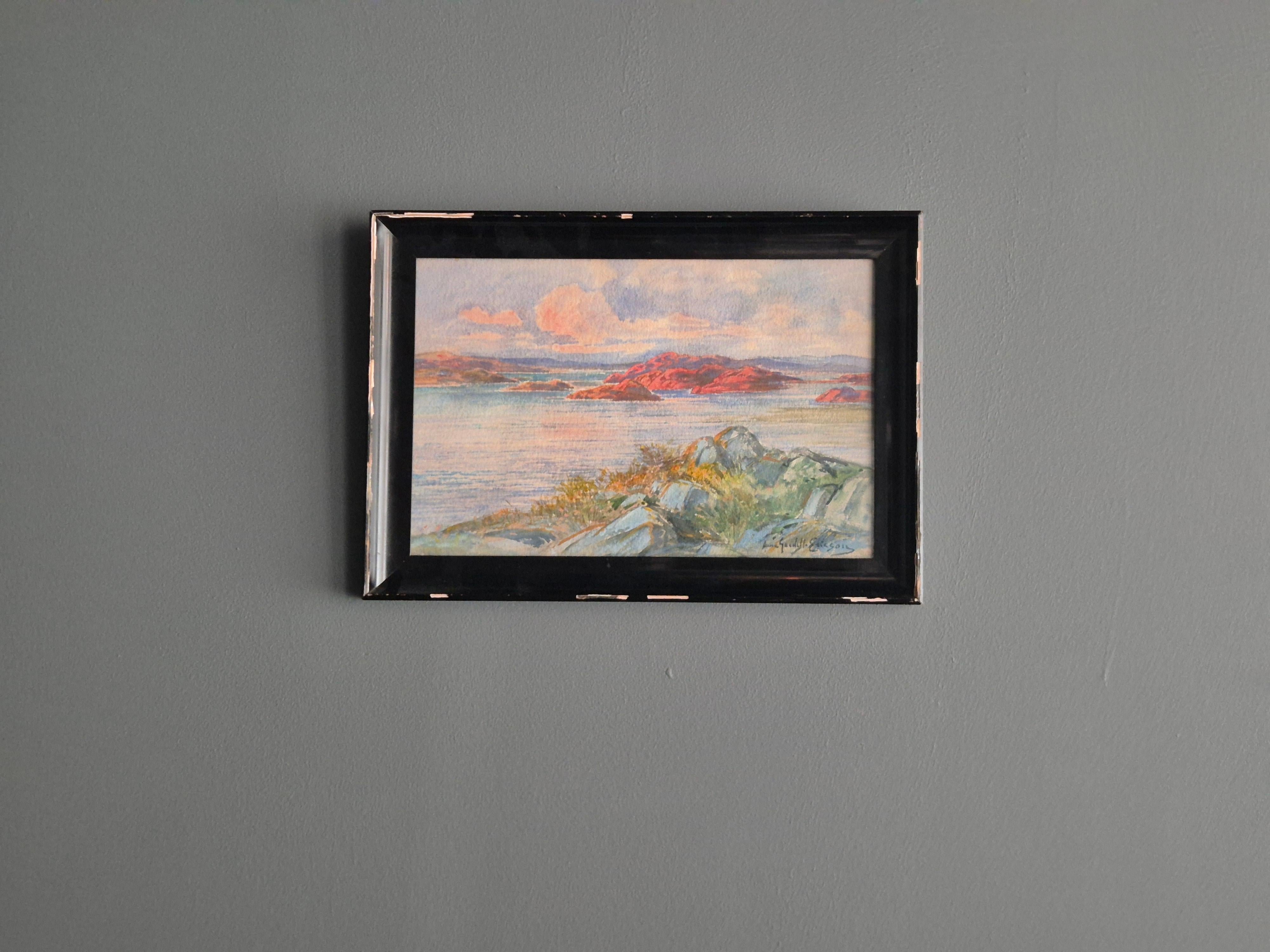 Stockholmer Schärengarten, Aquarell, schwedische Malerin Anna Gardel-Ericson im Angebot 3