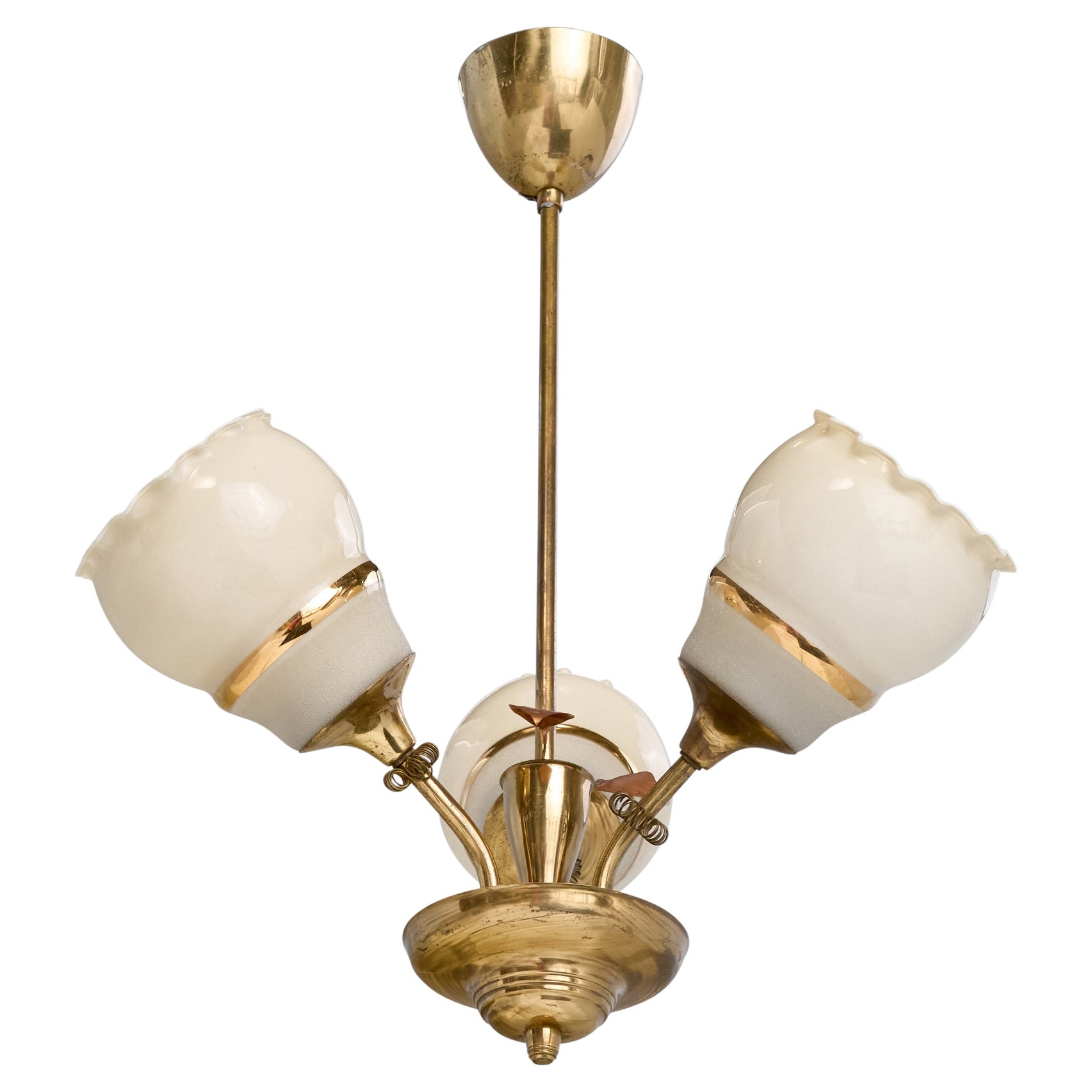 Stockmann Oy, lustre, laiton, verre, Finlande, années 1950