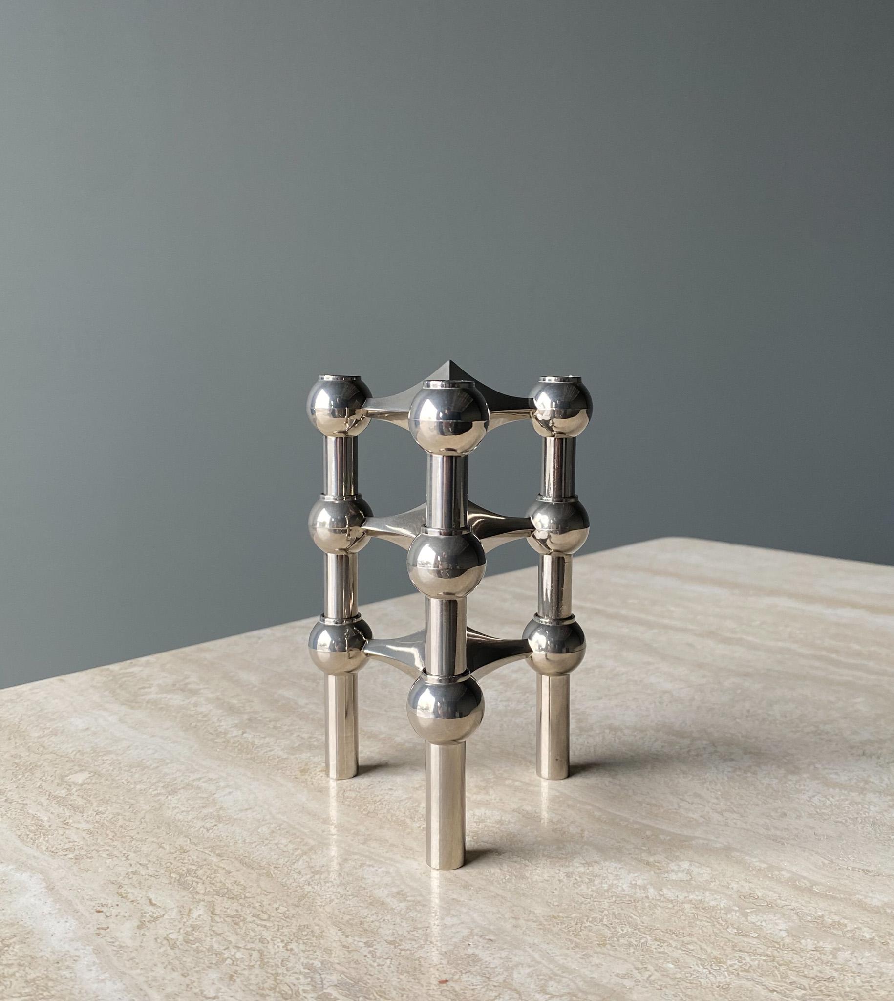 Mid-Century Modern Stoff Nagel Candleholder Designed by Werner Stoff for Metalworker Hans Nagel