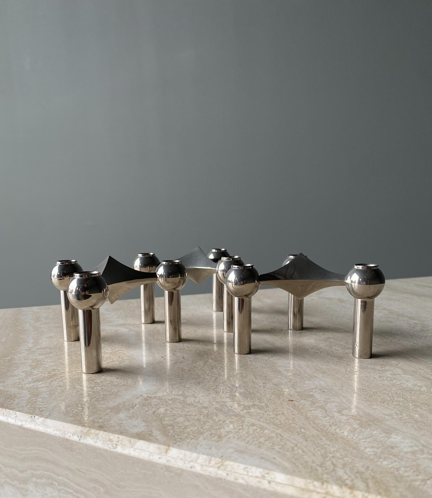 Steel Stoff Nagel Candleholder Designed by Werner Stoff for Metalworker Hans Nagel