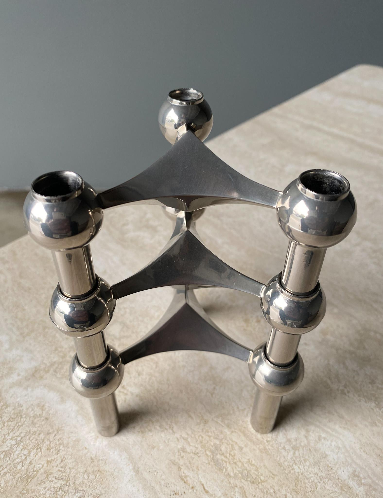 Steel Stoff Nagel Candleholder Designed by Werner Stoff for Metalworker Hans Nagel