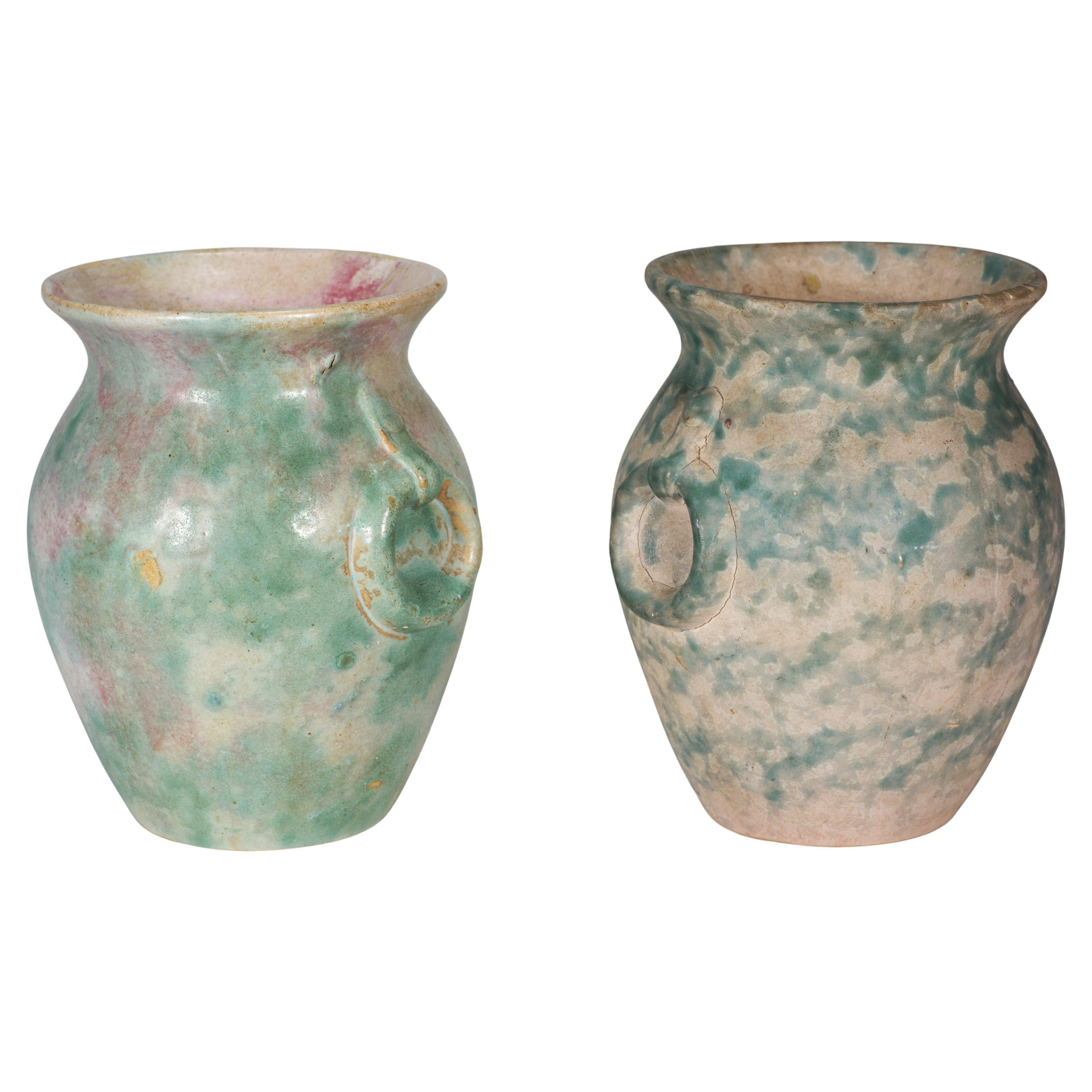 Stoin for Burley Winter Pair of Vases, American Art Deco Pottery 1930s