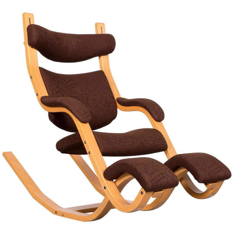 Stokke Gravity Balans Designer Fabric Chair Rocking Chair Brown Pattern  Look at 1stDibs | stokke rocking chair