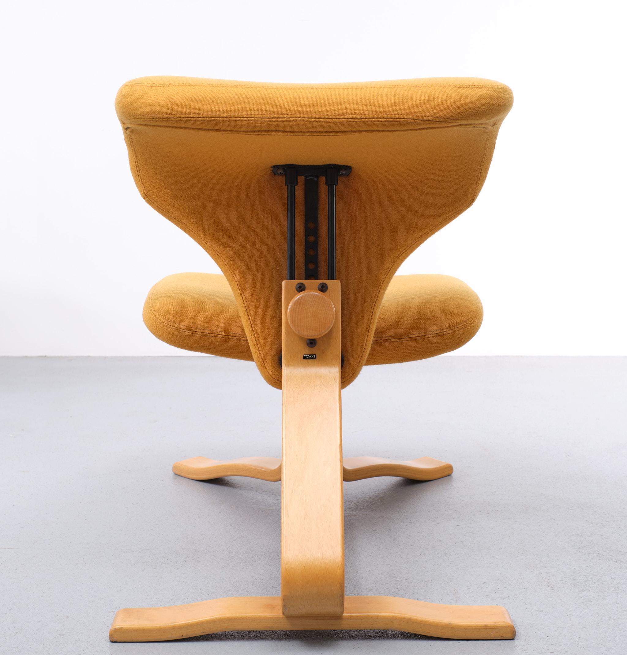 Norwegian Stokke Lounge chair and Ottoman  Peter Opsvik Norway 1970s