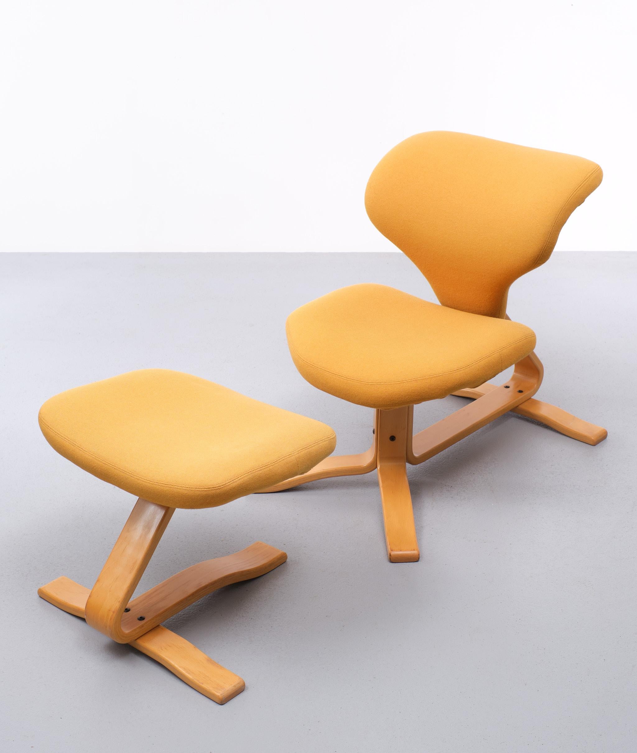 Bentwood Stokke Lounge chair and Ottoman  Peter Opsvik Norway 1970s