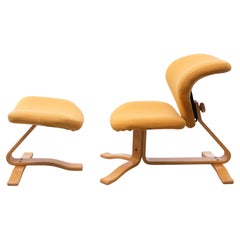 Vintage Stokke Lounge chair and Ottoman  Peter Opsvik Norway 1970s