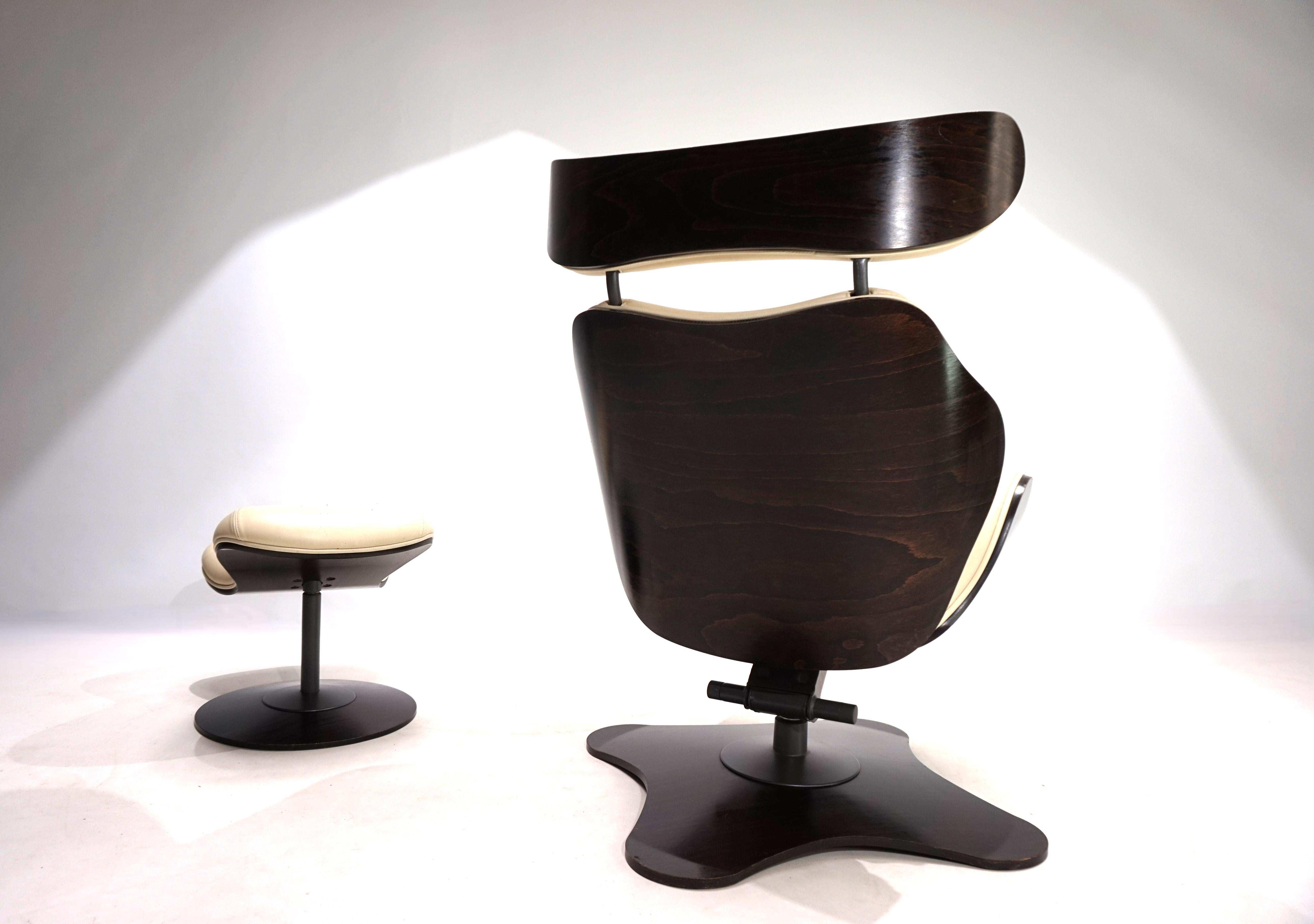 Post-Modern Stokke Varier Tok leather armchair with ottoman by Toshiyuki Kita, 1990