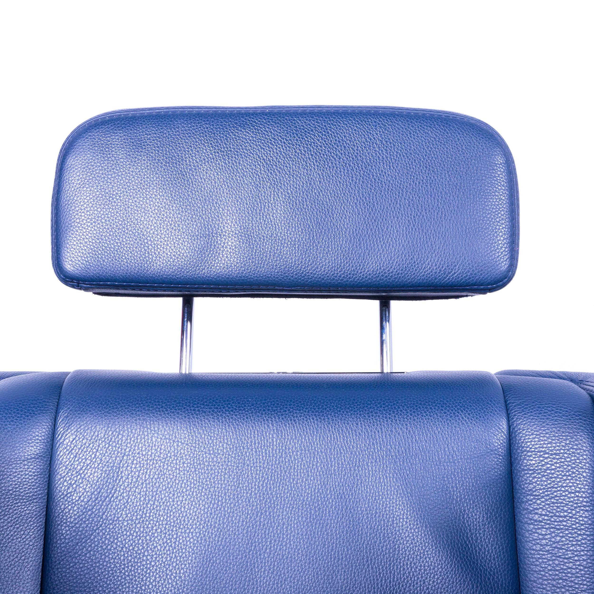 Contemporary Stoll Giroflex 21-6091 Designer Armchair Blue Leather One-Seat Modern