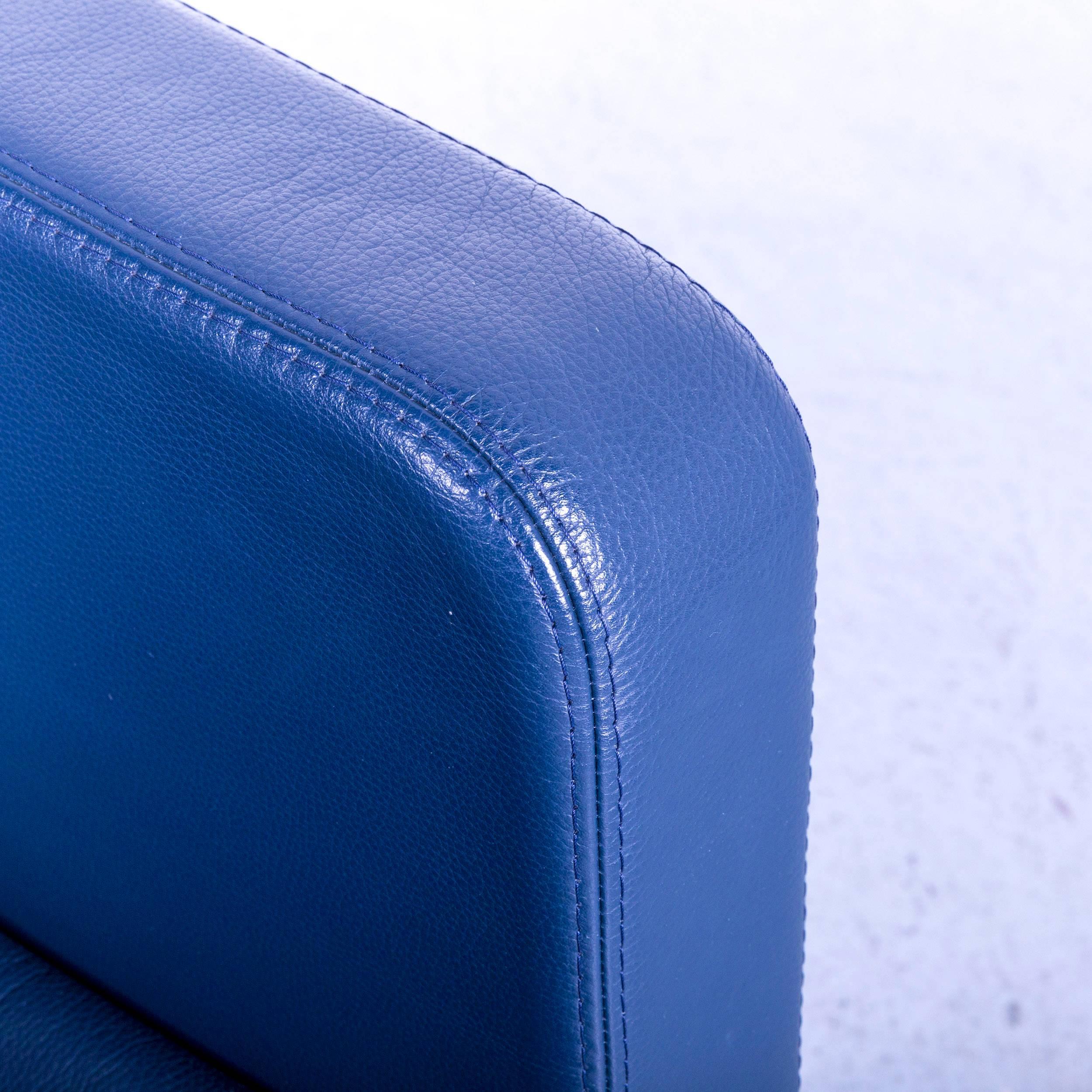 Stoll Giroflex 21-6091 Designer Armchair Blue Leather One-Seat Modern 1
