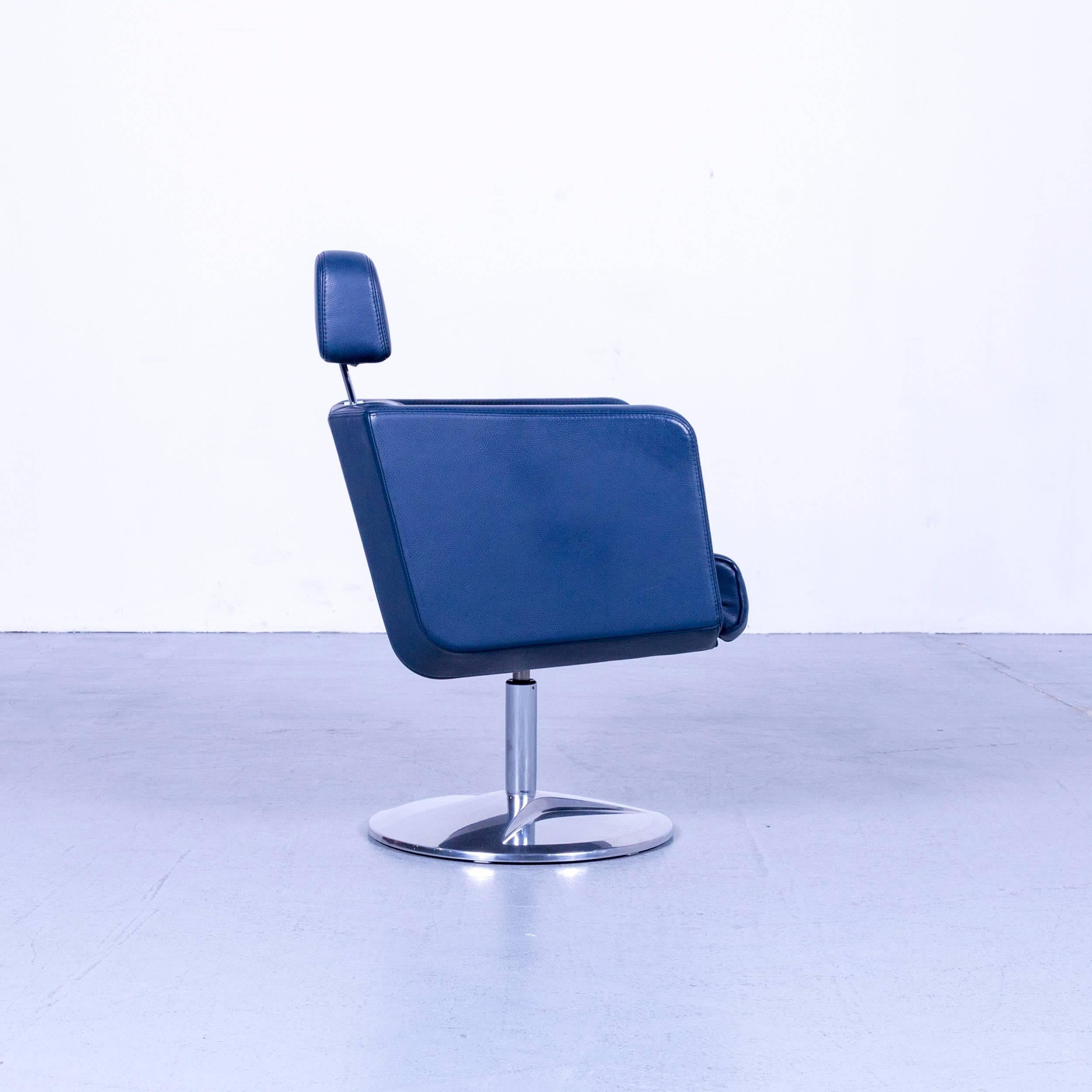 Stoll Giroflex 21-6091 Designer Armchair Blue Leather One-Seat Modern 2