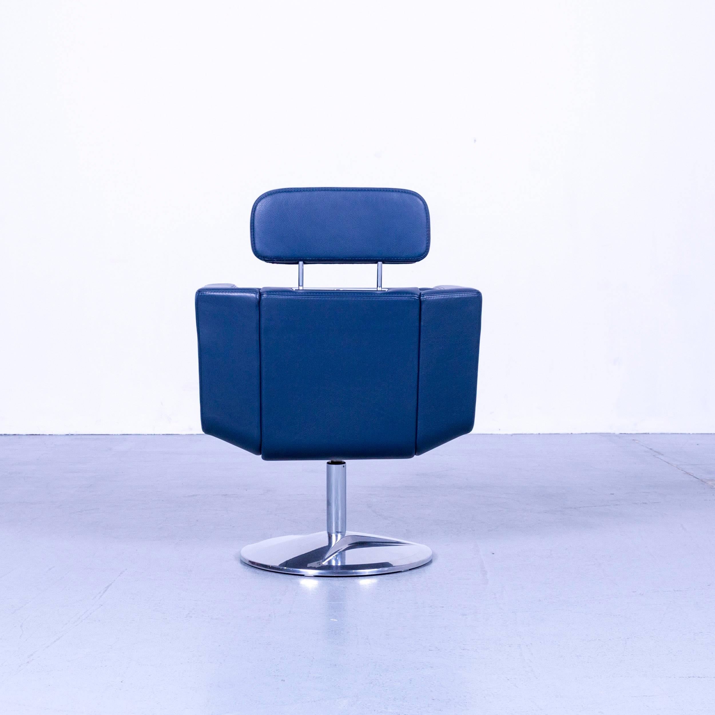 Stoll Giroflex 21-6091 Designer Armchair Blue Leather One-Seat Modern 3