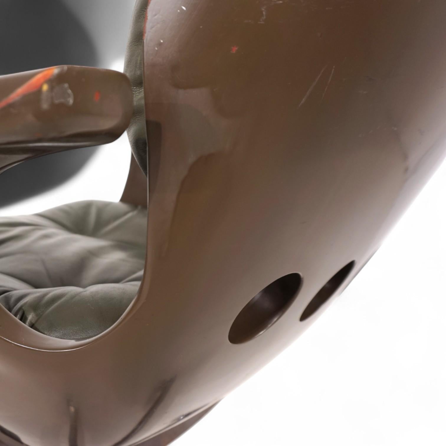 Stoll Giroflex 7112 Space Age Bürostuhl aus Leder von Martin Stoll, 1970 im Zustand „Gut“ im Angebot in Ludwigslust, DE