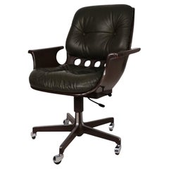 Stoll Giroflex 7112 Space Age leather office chair by Martin Stoll, 1970