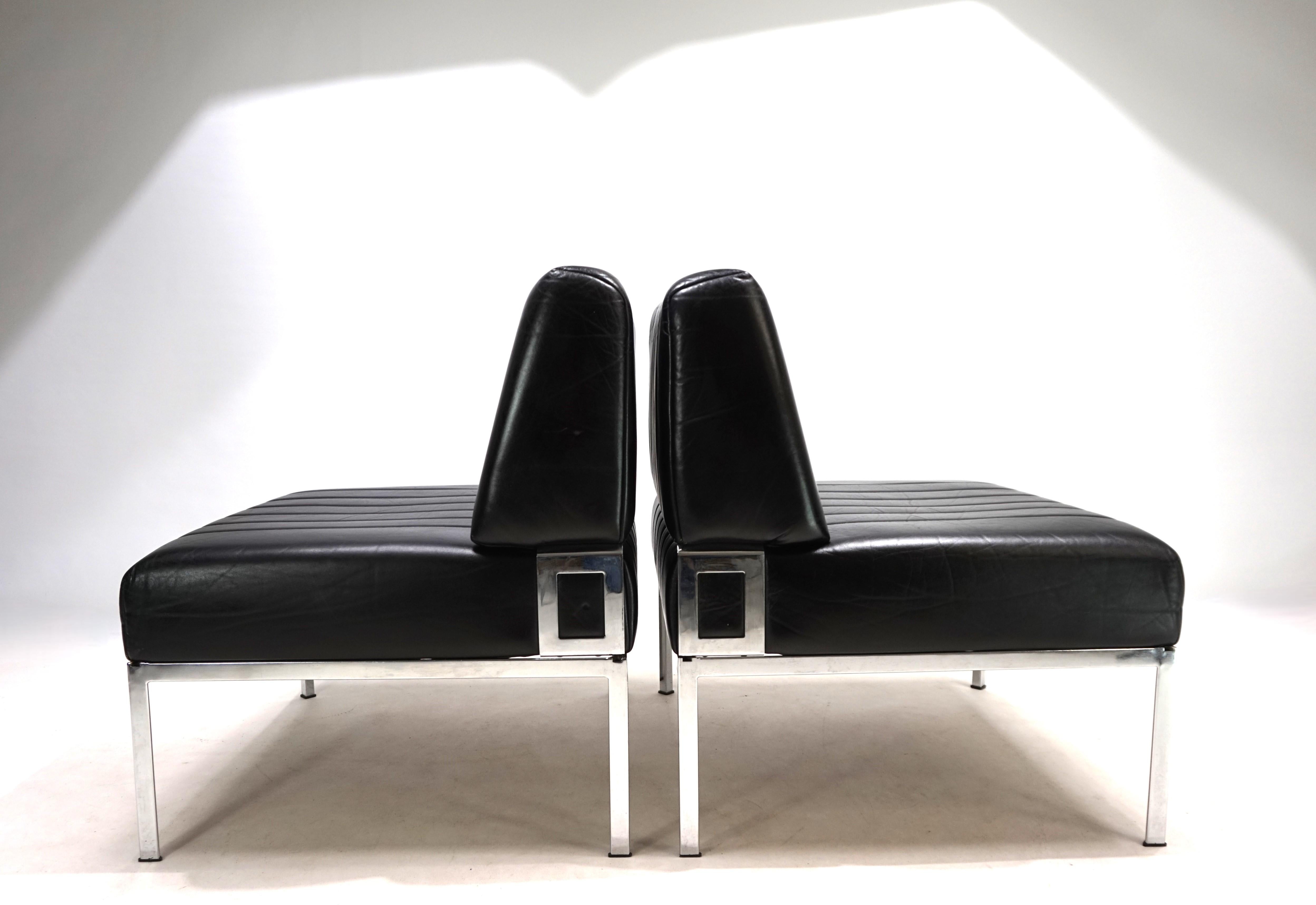 Ensemble de 2 chaises longues en cuir Stoll Giroflex, 1970 en vente 6