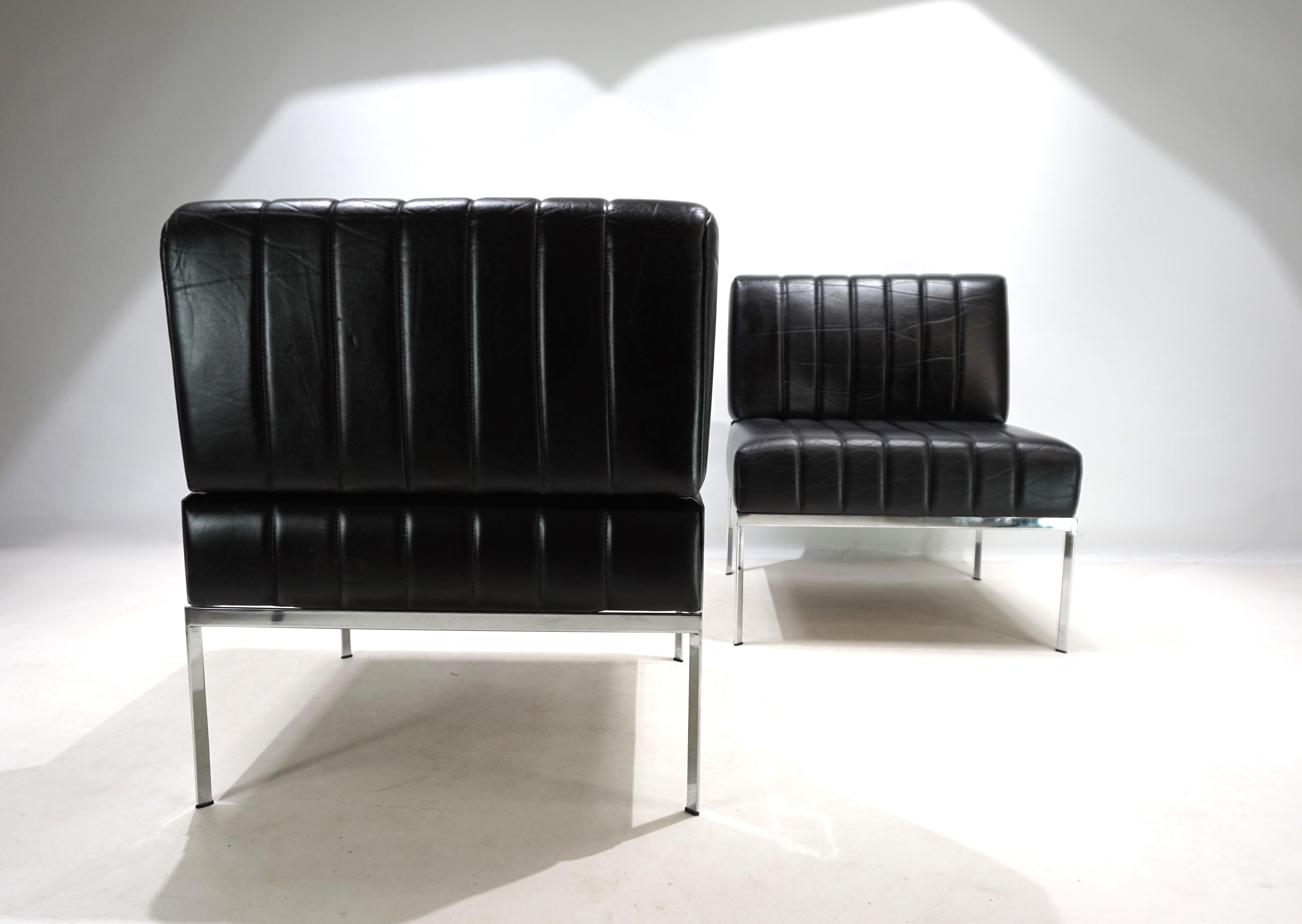 Ensemble de 2 chaises longues en cuir Stoll Giroflex, 1970 en vente 8