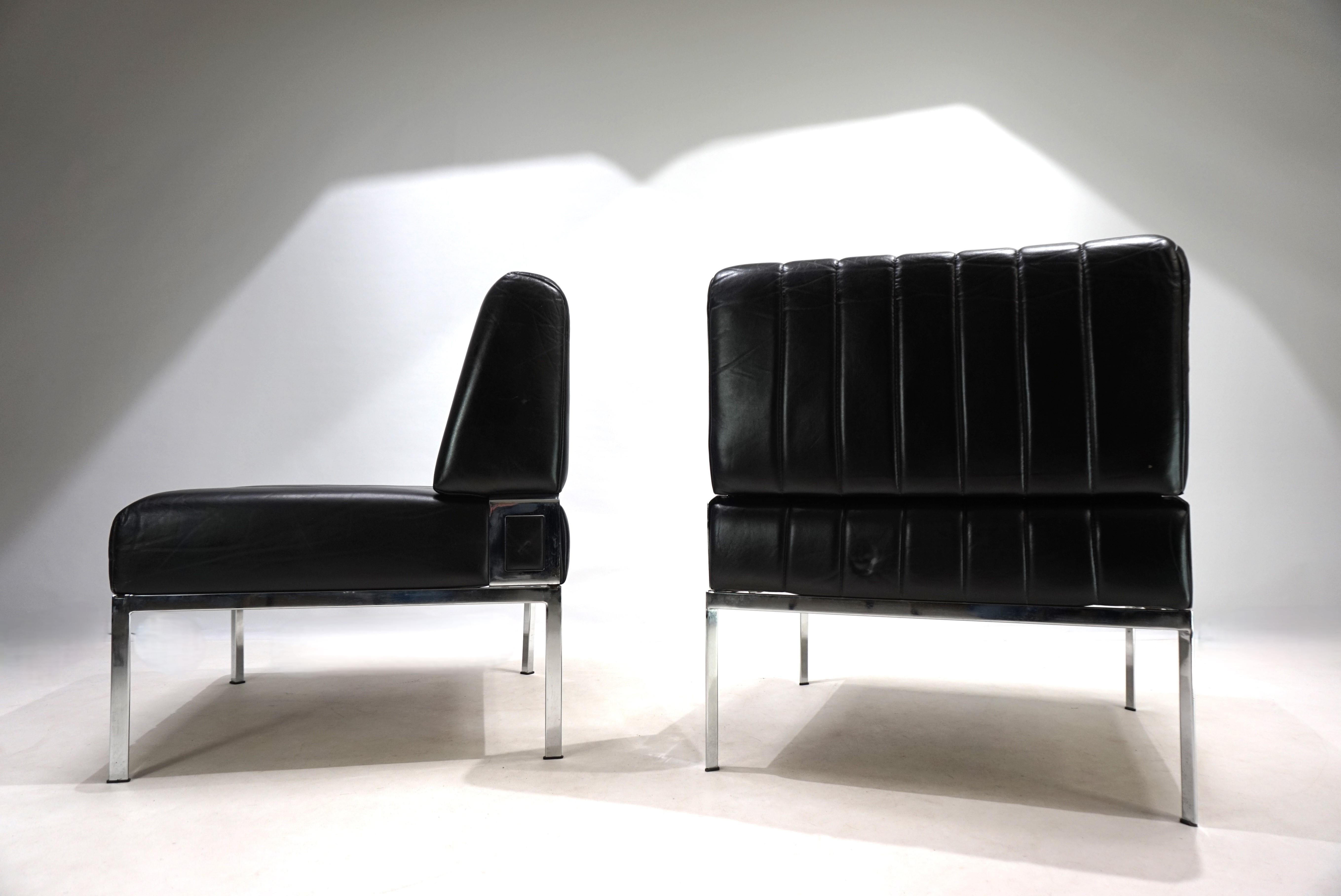 Ensemble de 2 chaises longues en cuir Stoll Giroflex, 1970 en vente 9